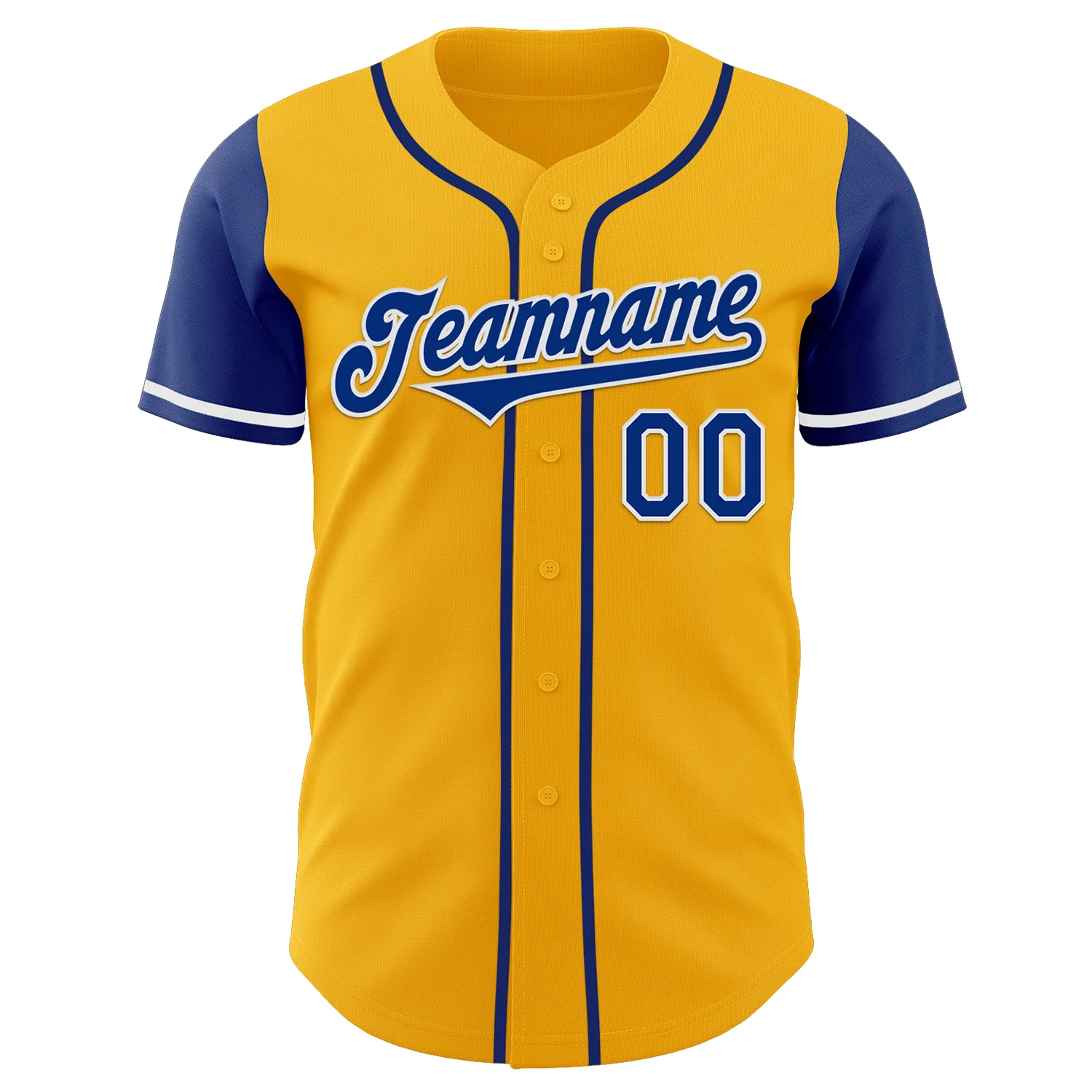 Custom Gold Royal-White Authentic Two Tone Baseball Jersey - Image 2