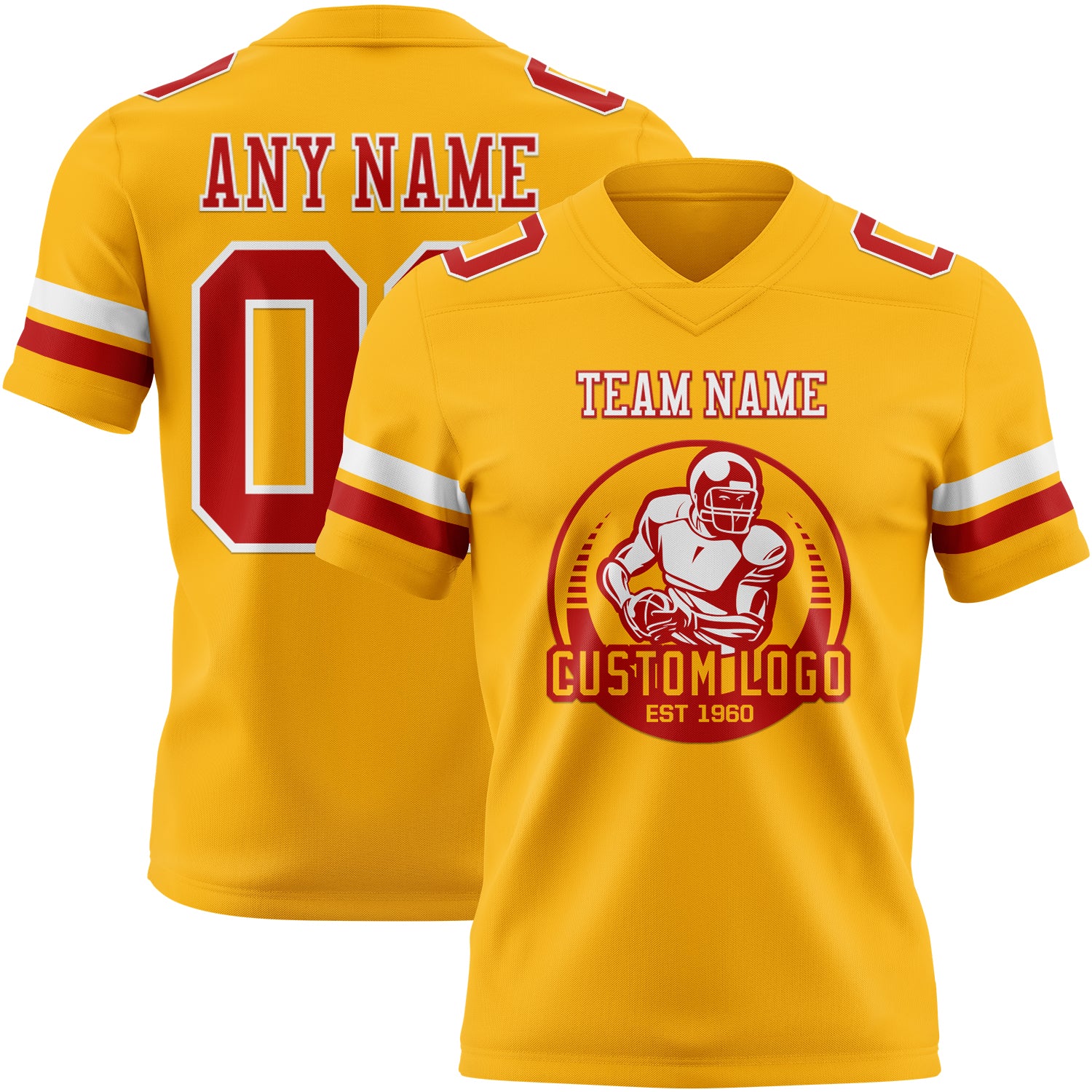 Custom Gold Red-White Authentic Football Jersey - Image 2