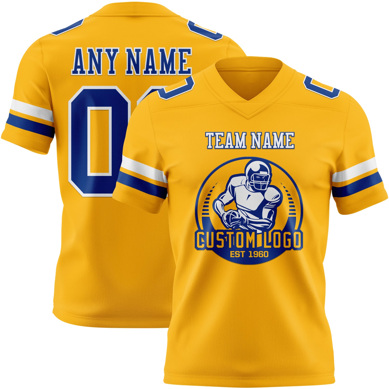 Custom Gold Royal-White Authentic Football Jersey - Image 2