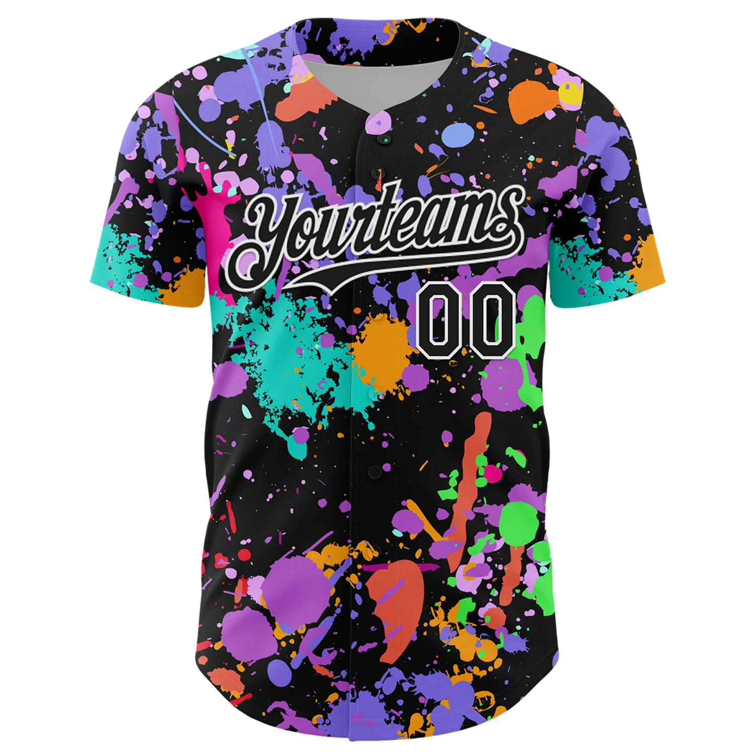 Custom Graffiti Pattern Black-White Authentic Baseball Jersey - Image 2