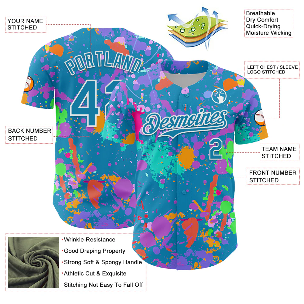 Custom Graffiti Pattern Panther Blue-White Authentic Baseball Jersey - Image 3