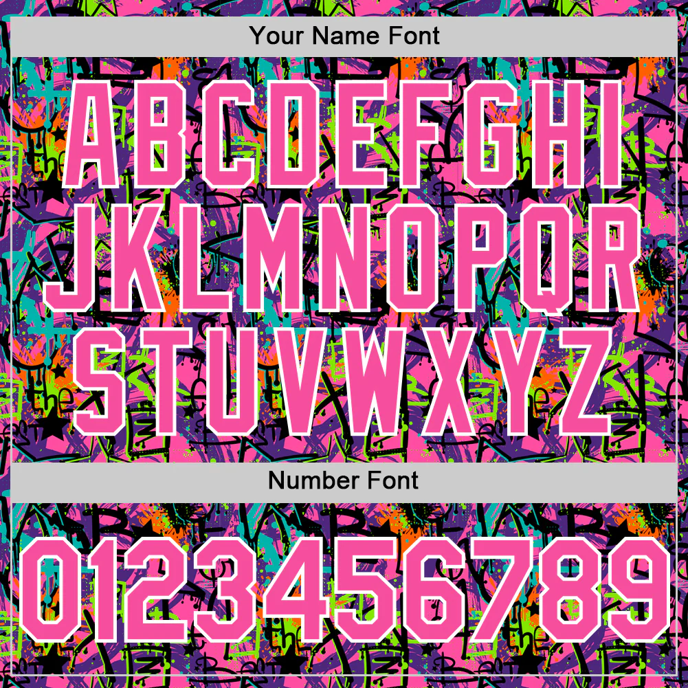 Custom Graffiti Pattern Pink-White Splatter Authentic Baseball Jersey - Image 5