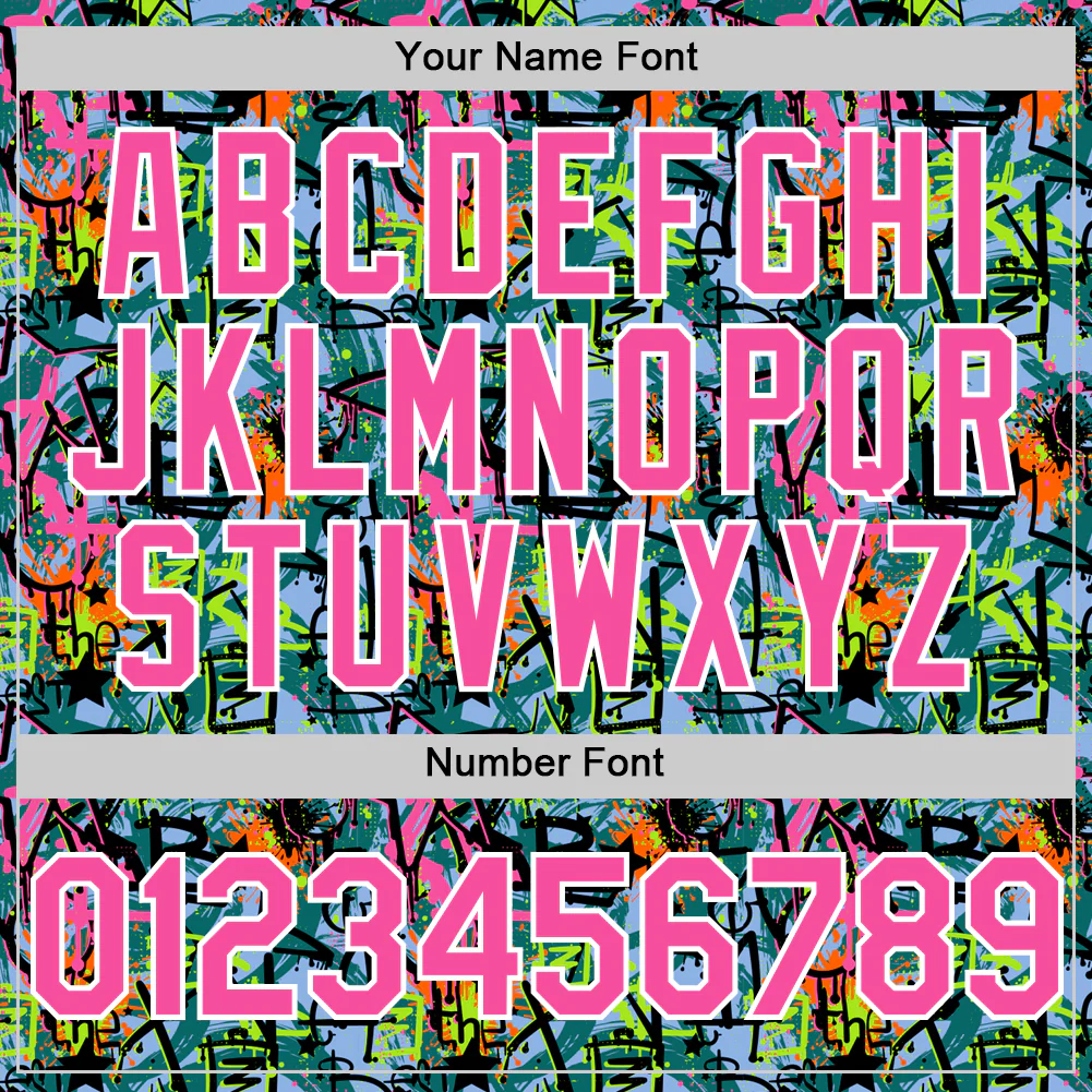 Custom Graffiti Pattern Pink-White Splatter Authentic Baseball Jersey - Image 5