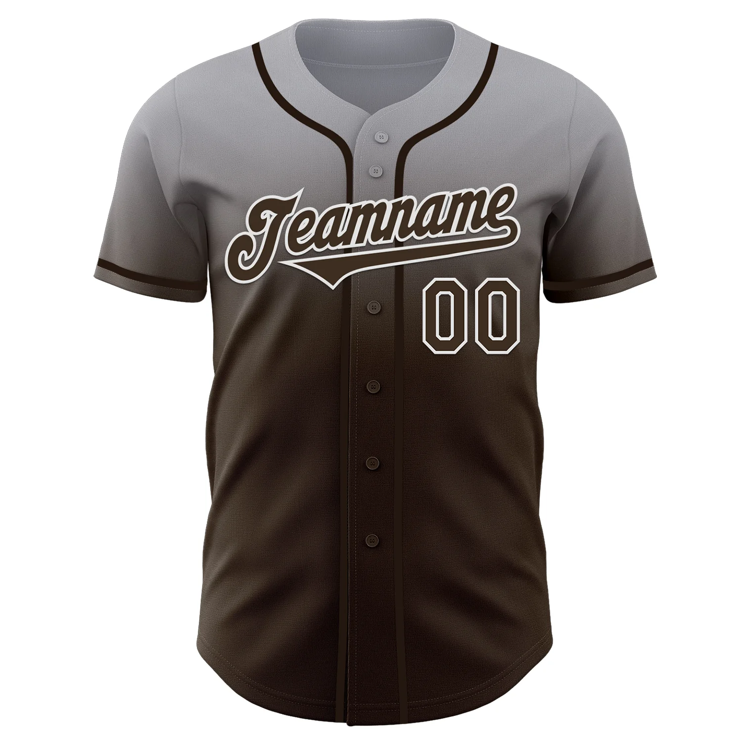 Custom Gray Brown-White Authentic Fade Fashion Baseball Jersey - Image 2