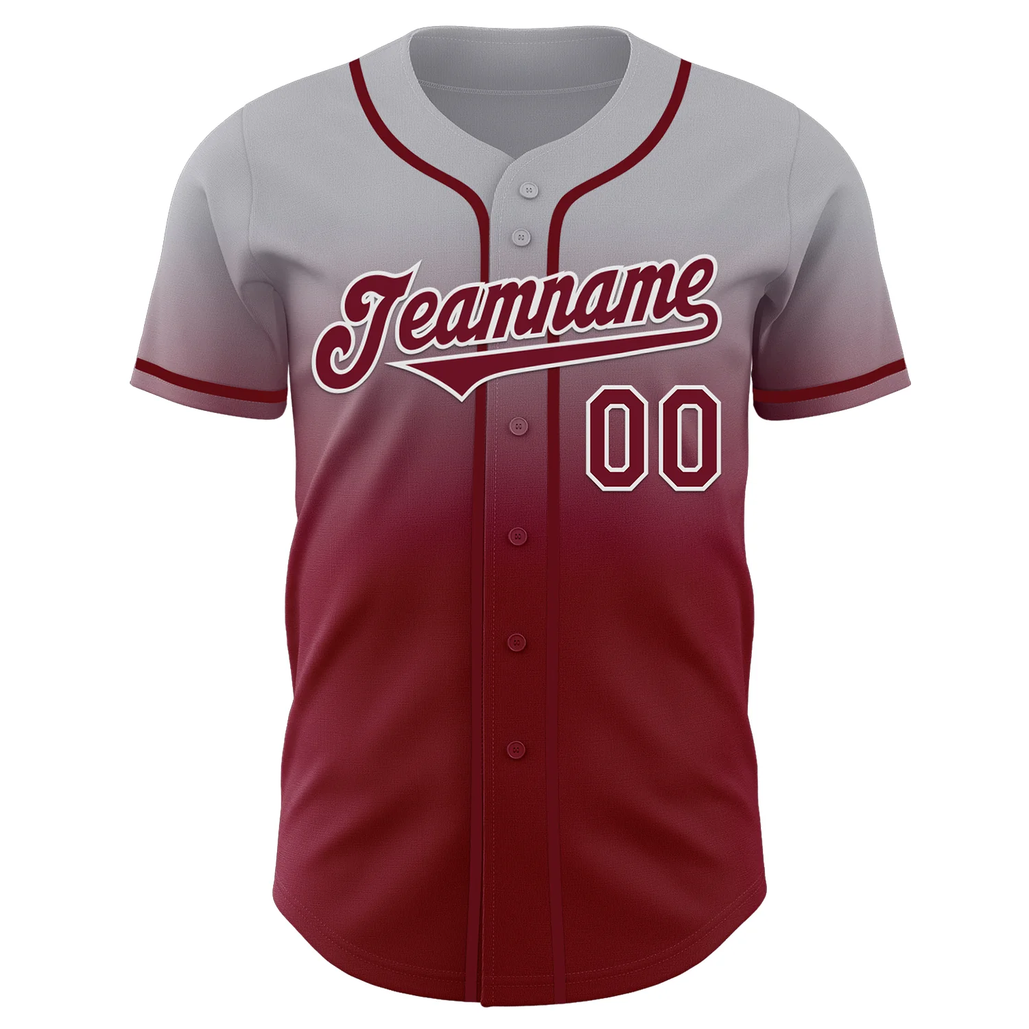 Custom Gray Crimson-White Authentic Fade Fashion Baseball Jersey - Image 2