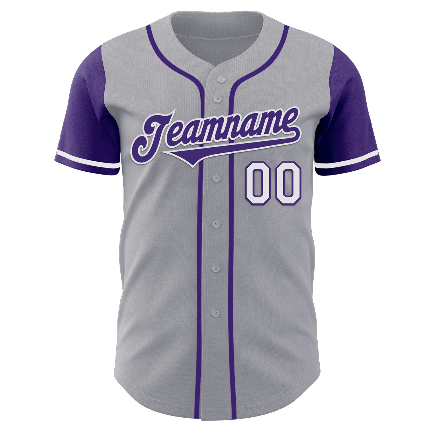 Custom Gray Purple-White Authentic Two Tone Baseball Jersey - Image 2