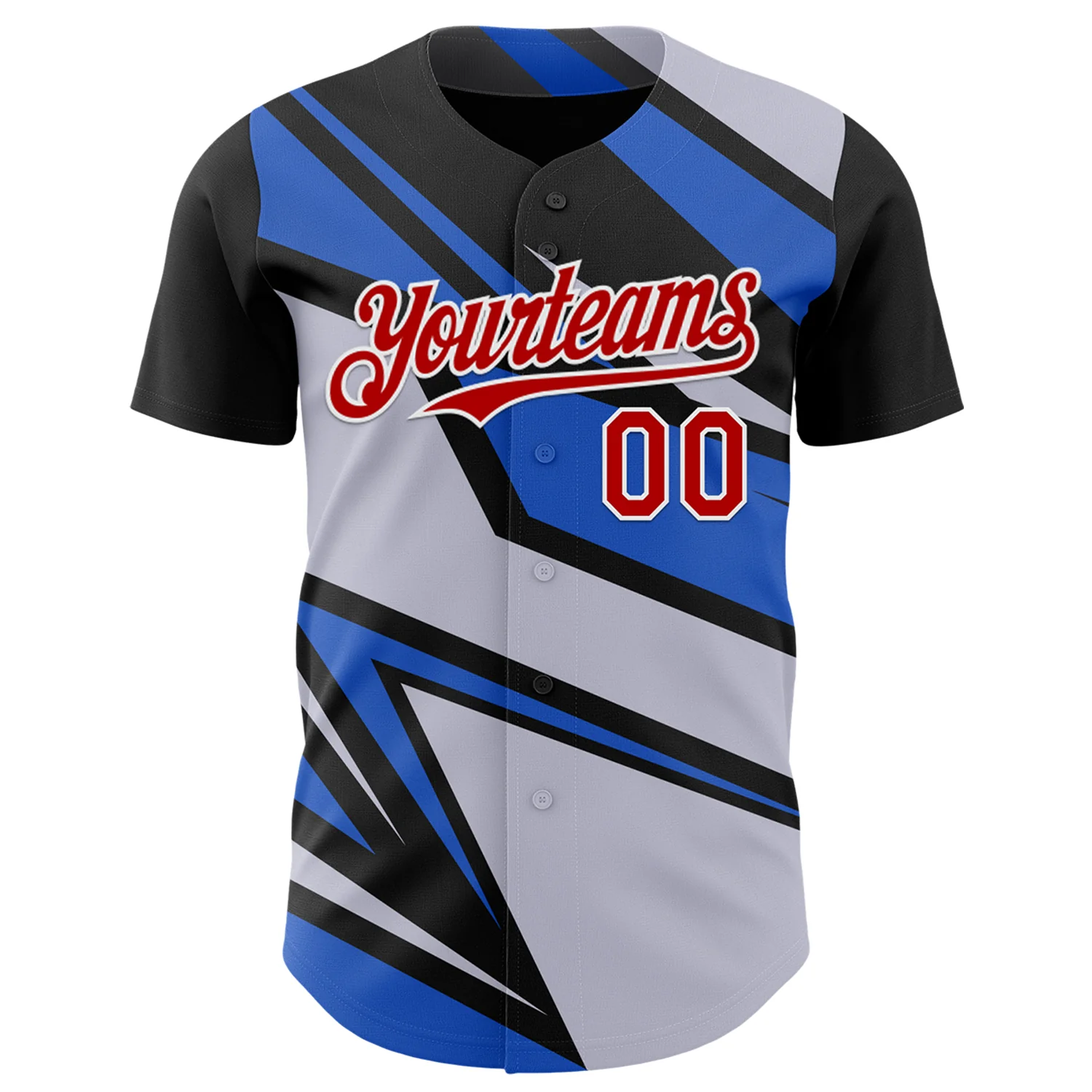 Custom Gray Red White-Blue Car Racing Formula Auto Motorsport Authentic Baseball Jersey - Image 2