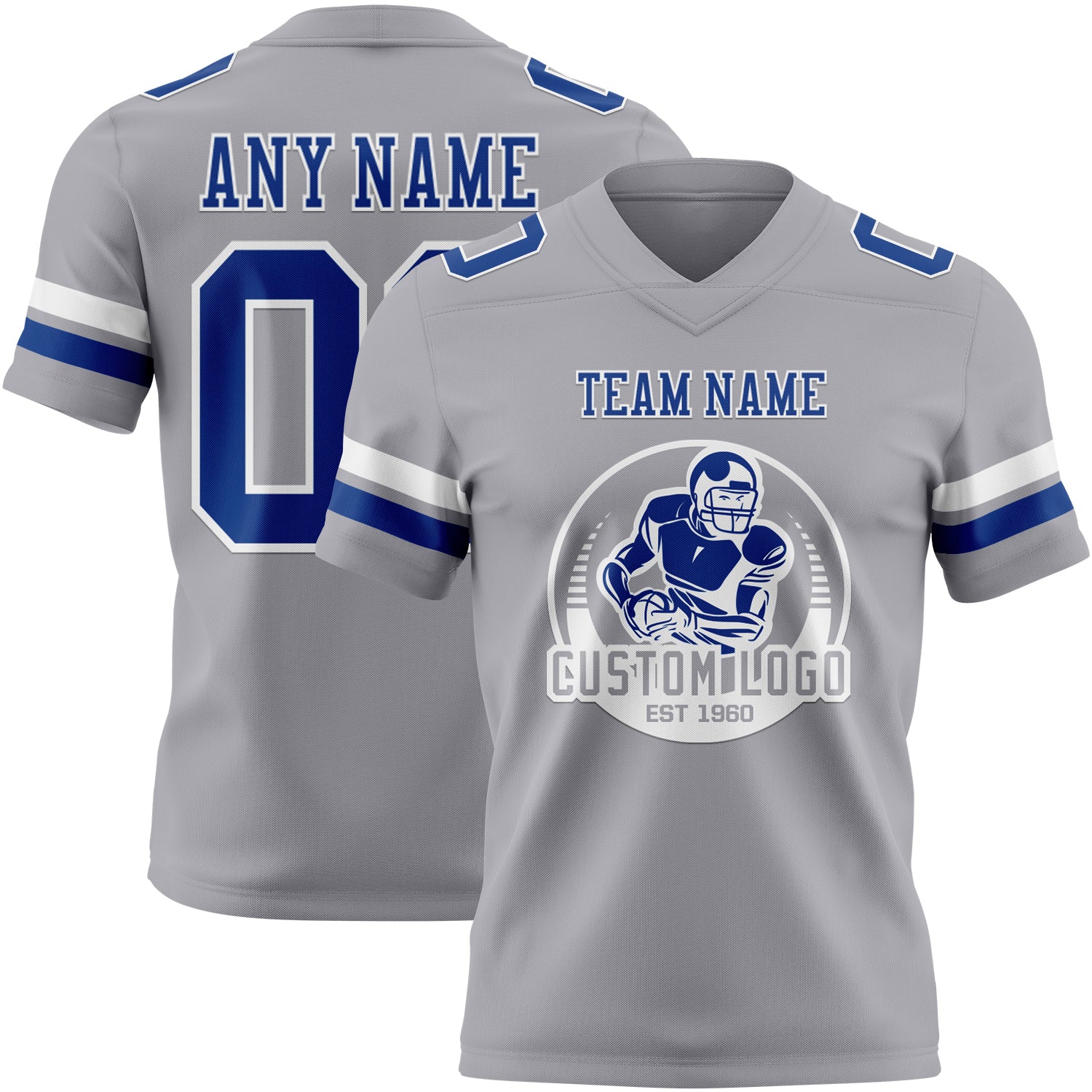 Custom Gray Royal-White Authentic Football Jersey - Image 2