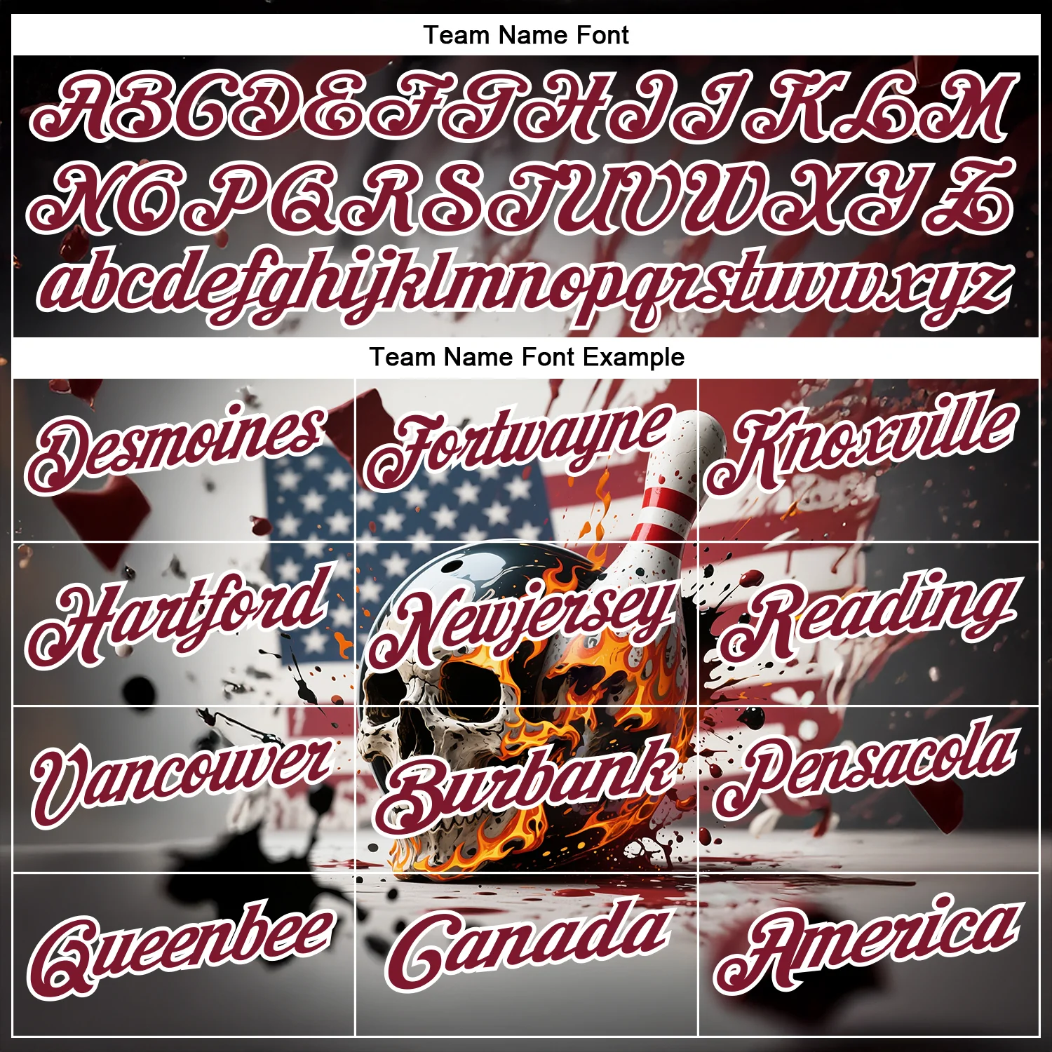 Custom Gray Crimson-White 3D American Flag Splash Flame Skull Bowling Performance Polo Shirt - Image 4