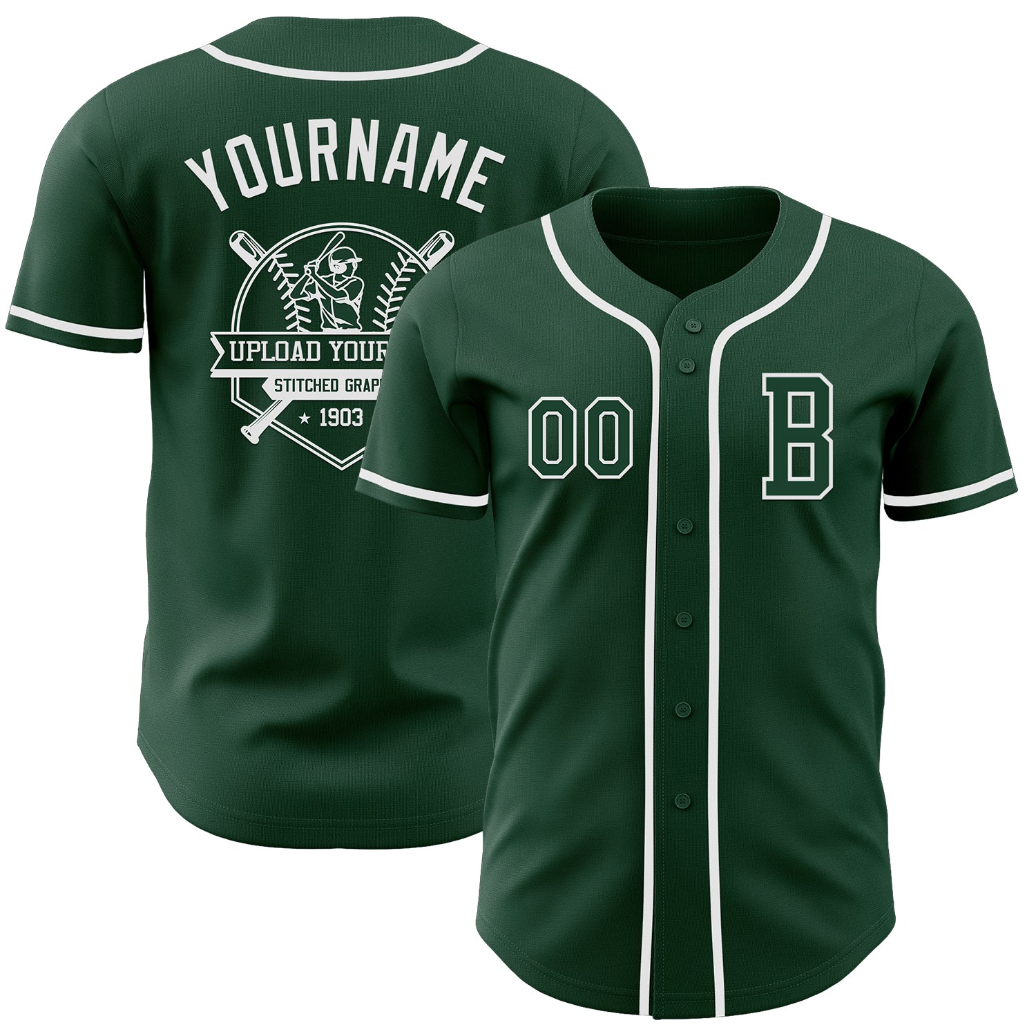 Custom Green White Authentic Baseball Jersey - Image 5