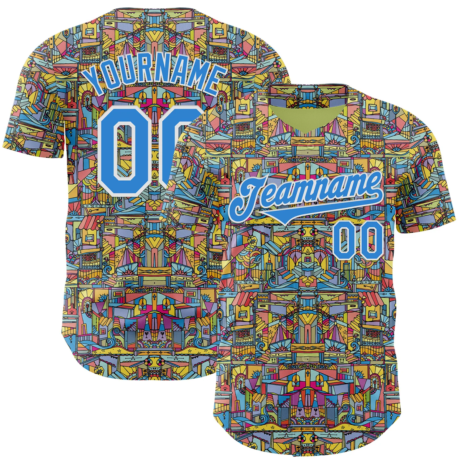 Custom Green Electric Blue-White Ninhol Streets Authentic Baseball Jersey