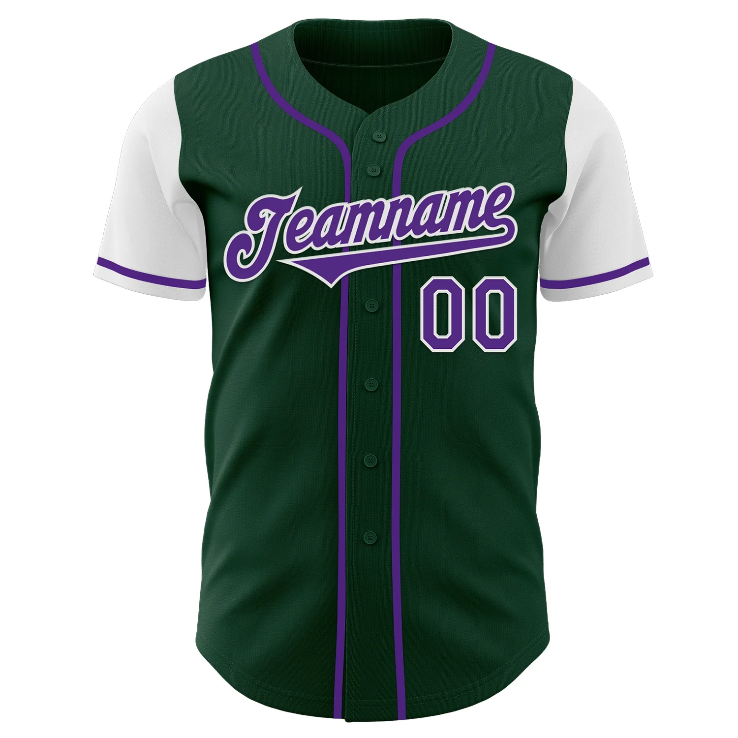 Custom Green Purple-White Authentic Two Tone Baseball Jersey - Image 2