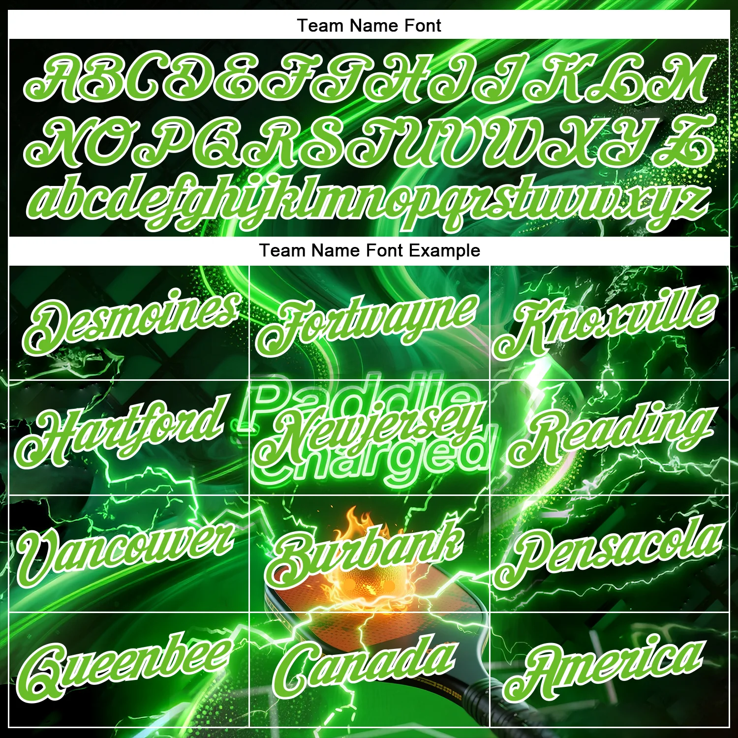 Custom Green Aurora Green-White 3D Charged Pickleball Paddles Balls Court Performance T-Shirt - Image 3