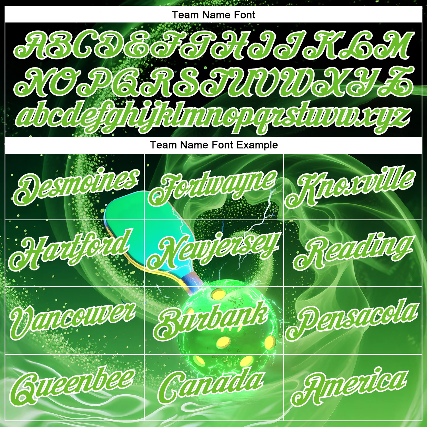 Custom Green Aurora Green-White 3D Charged Happy Pickleball Paddles Balls Performance T-Shirt - Image 3