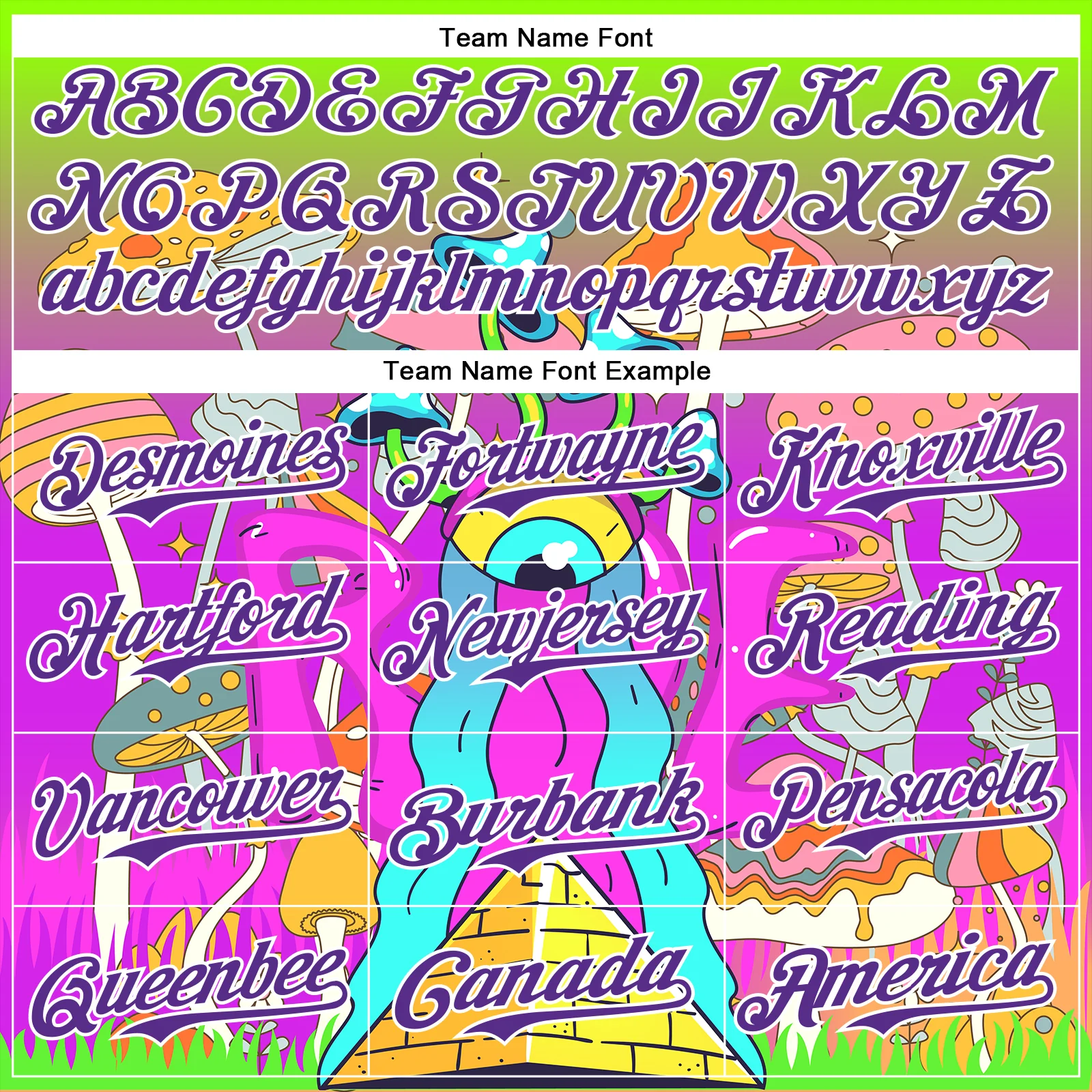 Custom Green Purple-White 3D Pattern Design Trippy Magic Mushrooms Acid Authentic Baseball Jersey - Image 4