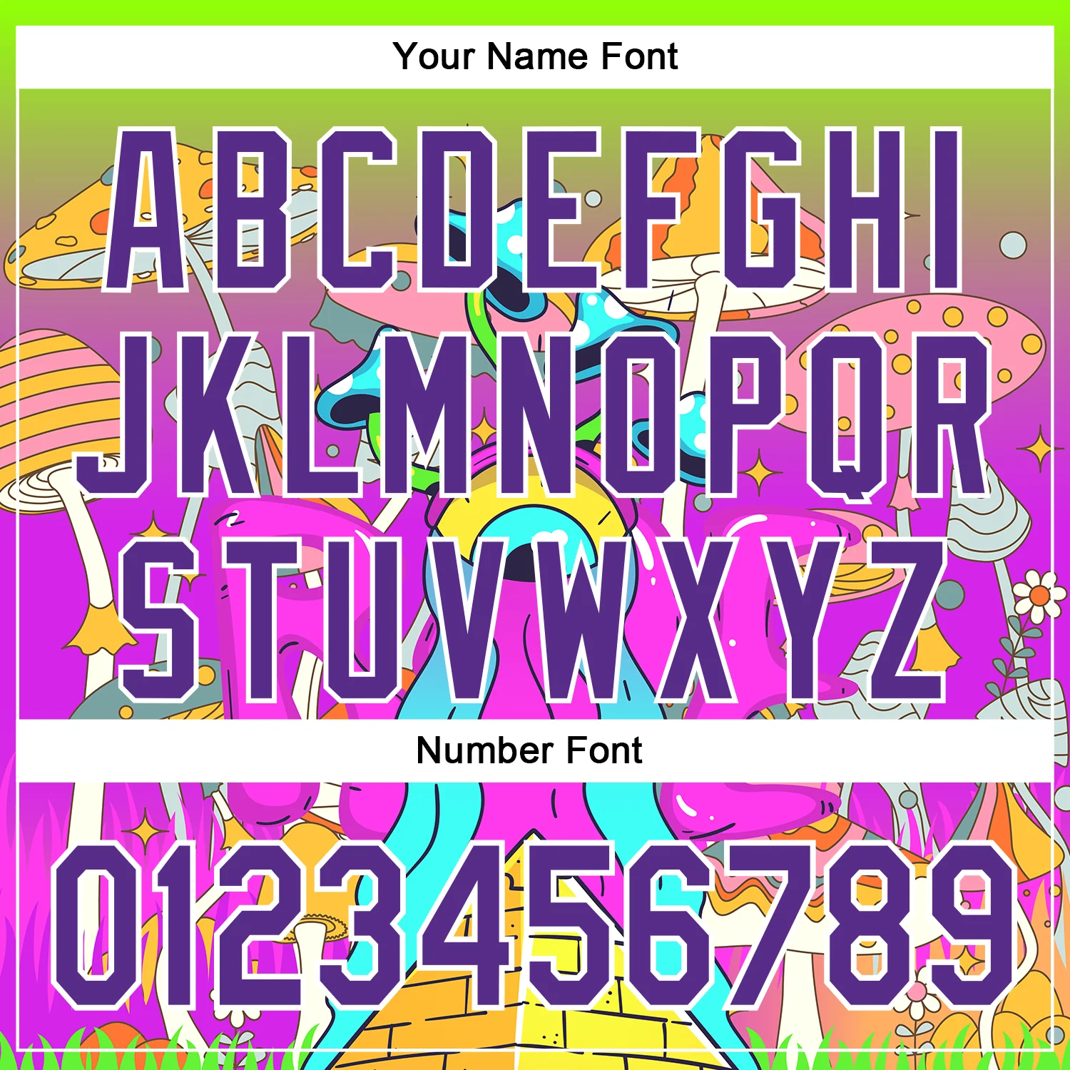 Custom Green Purple-White 3D Pattern Design Trippy Magic Mushrooms Acid Authentic Baseball Jersey - Image 5
