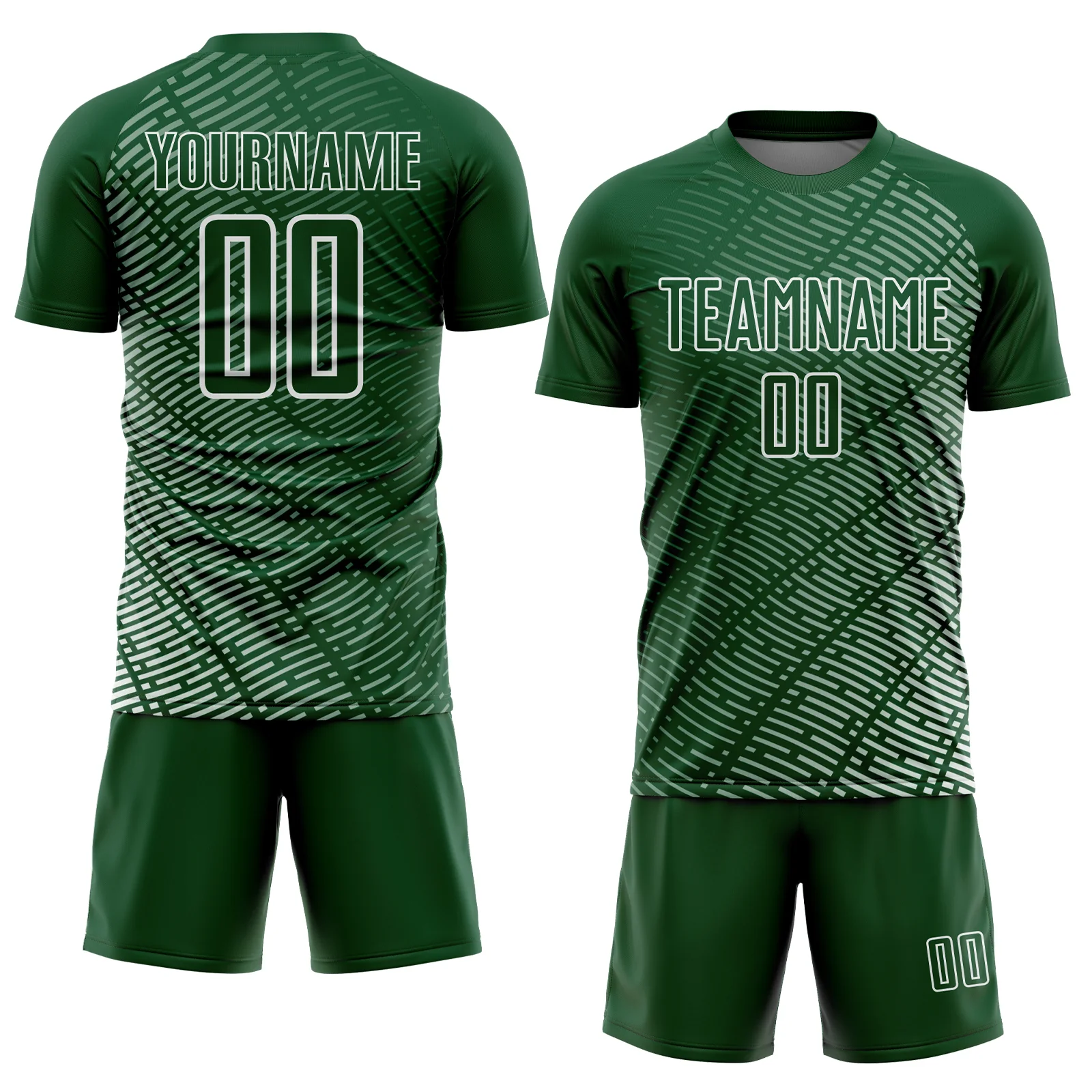 Custom Green White Stripe Line Sublimation Soccer Uniform Jersey - Image 2