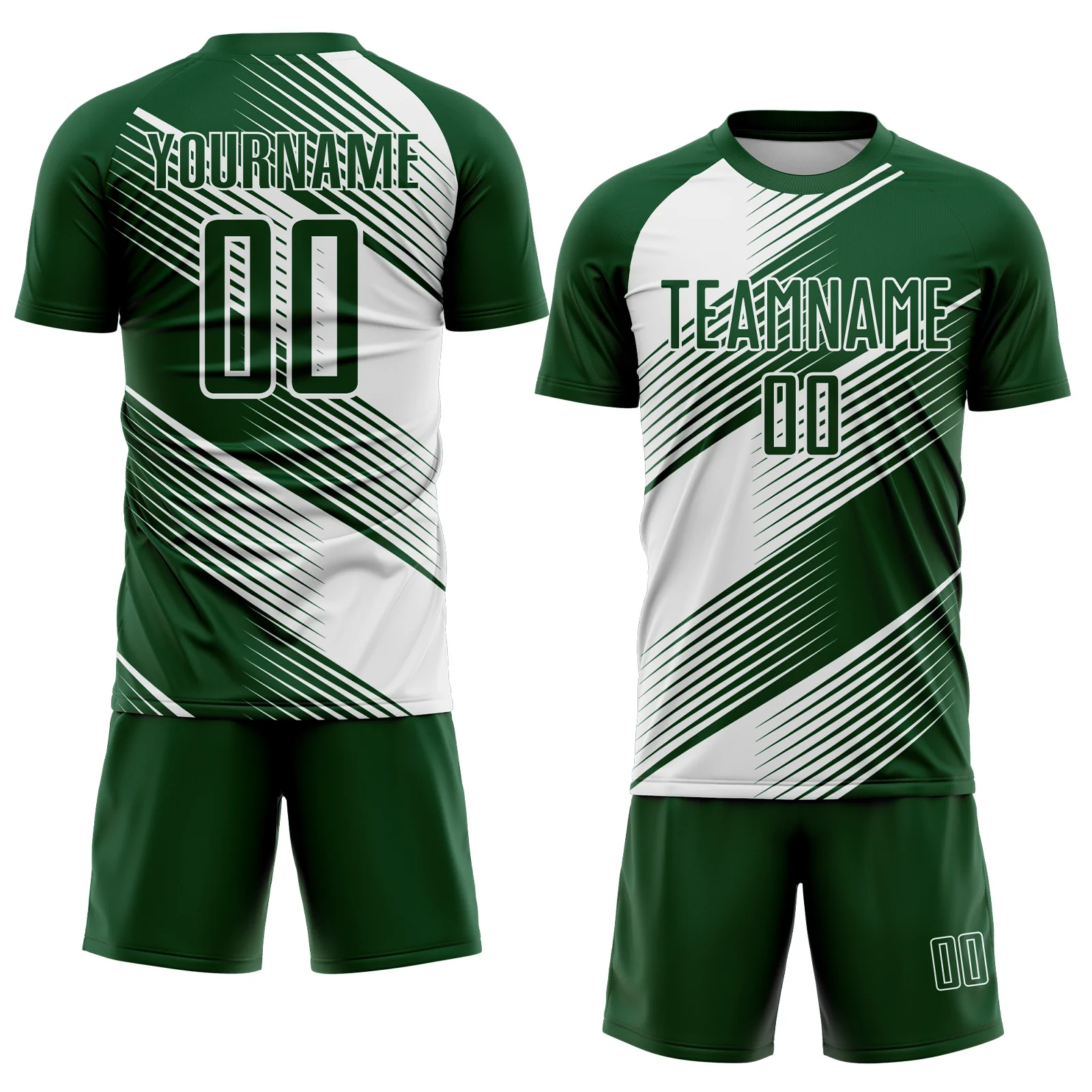Custom Green White Line Sublimation Soccer Uniform Jersey - Image 2