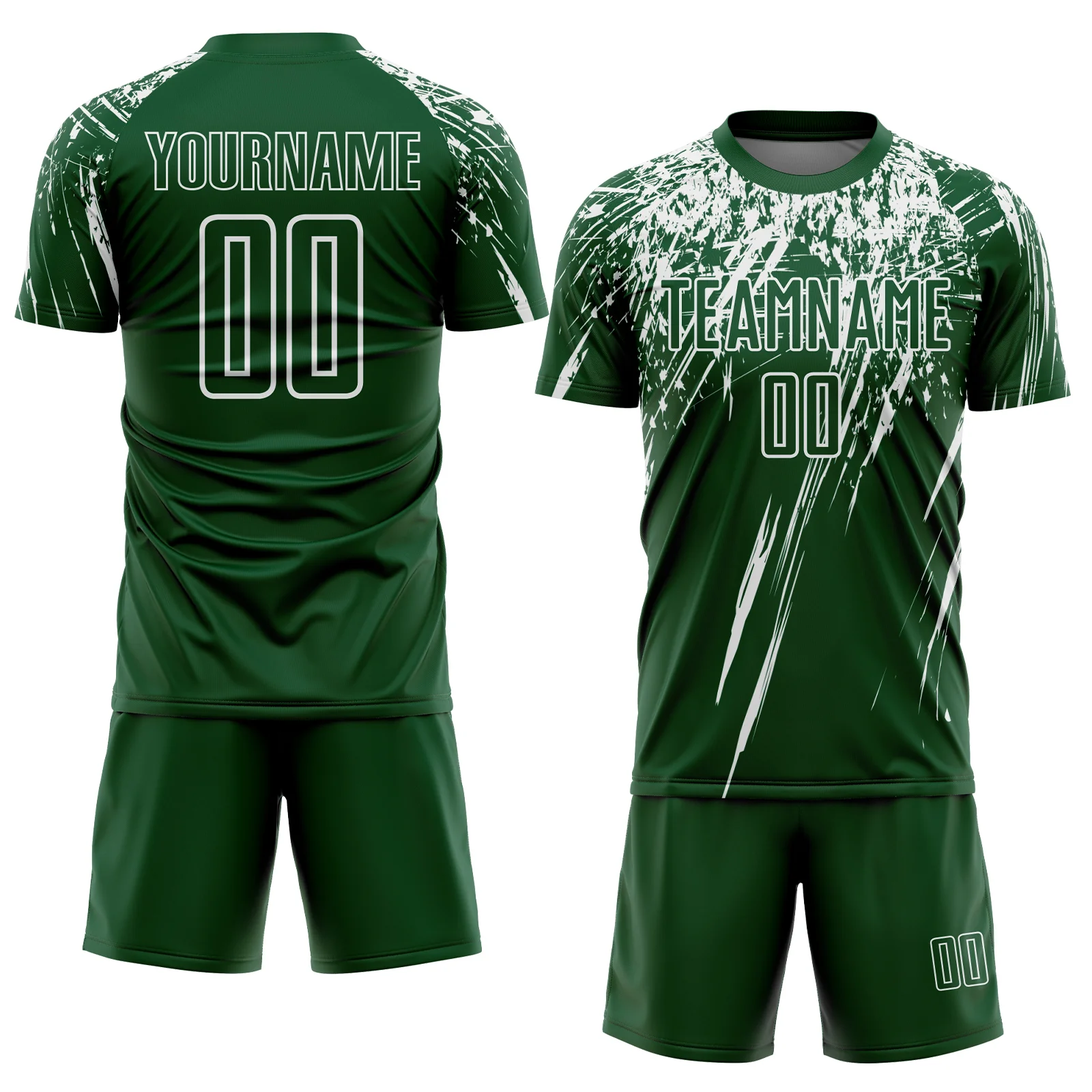 Custom Green White Splash Sports Sublimation Soccer Uniform Jersey - Image 2