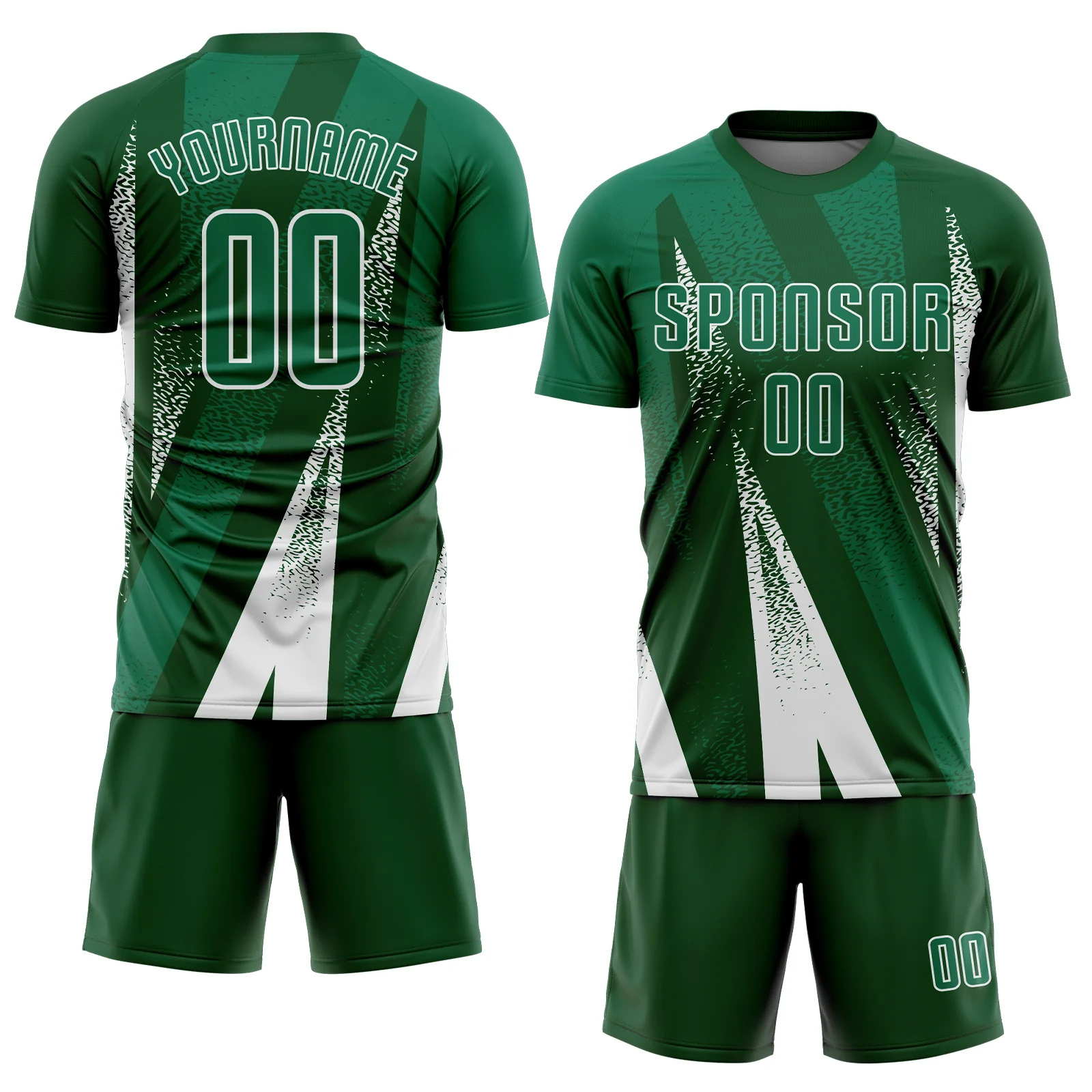 Custom Green Kelly Green-White Radial Burst Sports Sublimation Soccer Uniform Jersey - Image 2