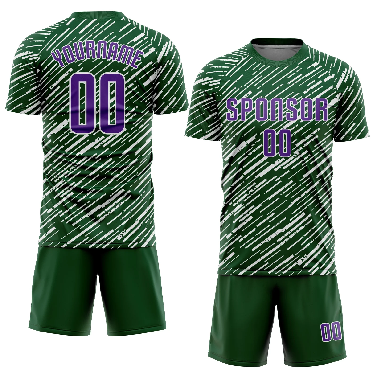 Custom Green Purple-White Line Sports Sublimation Soccer Uniform Jersey - Image 2