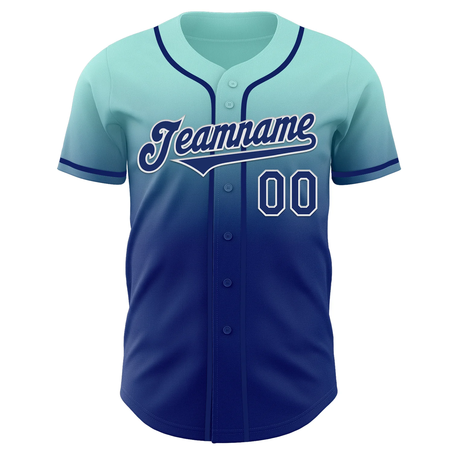 Custom Ice Blue Royal-White Authentic Fade Fashion Baseball Jersey - Image 2