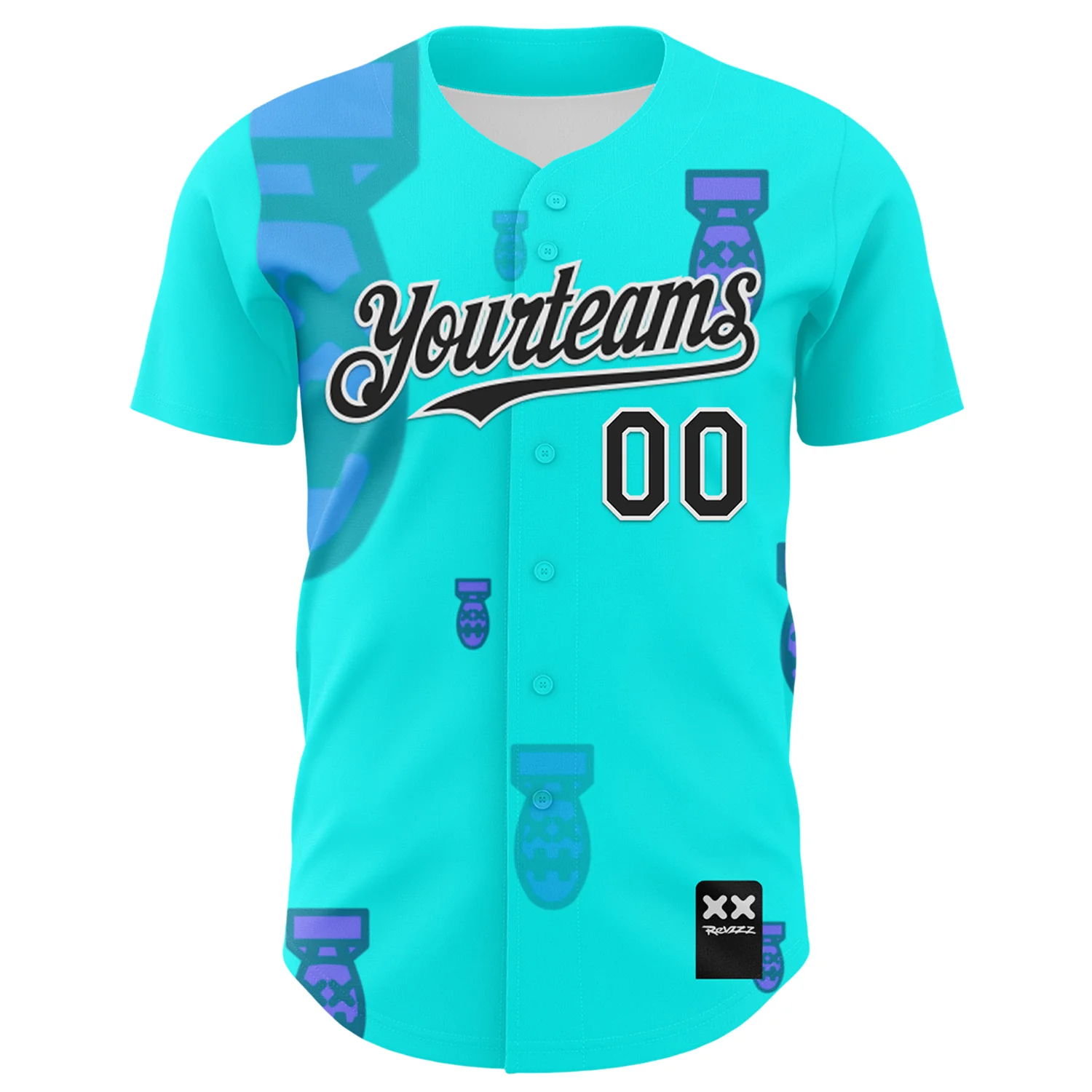Custom Ice Blue Black-White 3D Revzzz Price Tag Authentic Baseball Jersey - Image 2