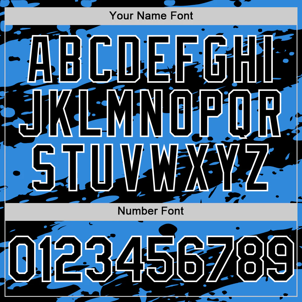Custom Powder Blue Black-White Splash 3D Pattern Design Bomber Full-Snap Varsity Letterman Hoodie Jacket - Image 6