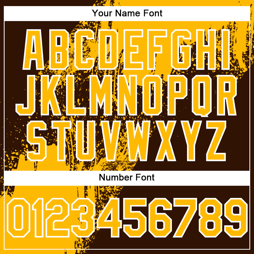 Custom Brown Gold-White Abstract Brush Stroke 3D Pattern Design Bomber Full-Snap Varsity Letterman Hoodie Jacket - Image 6