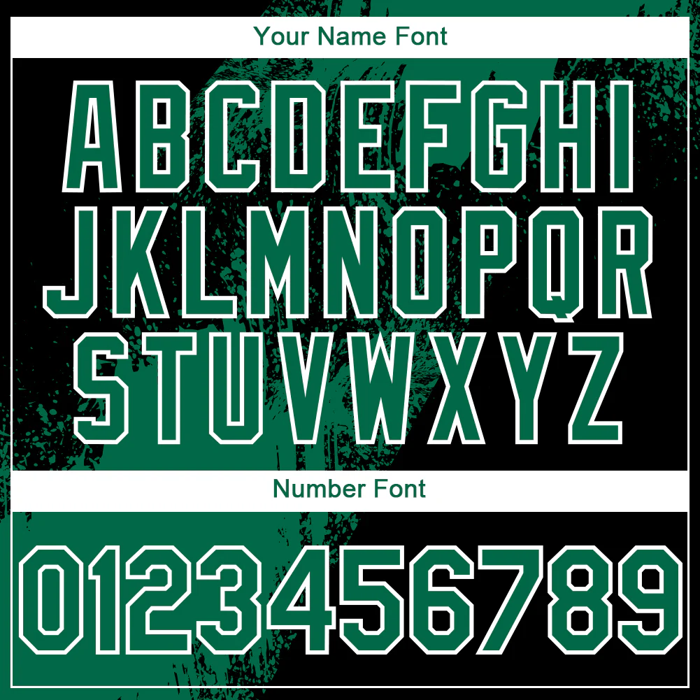 Custom Black Kelly Green-White Abstract Brush Stroke 3D Pattern Design Bomber Full-Snap Varsity Letterman Hoodie Jacket - Image 6
