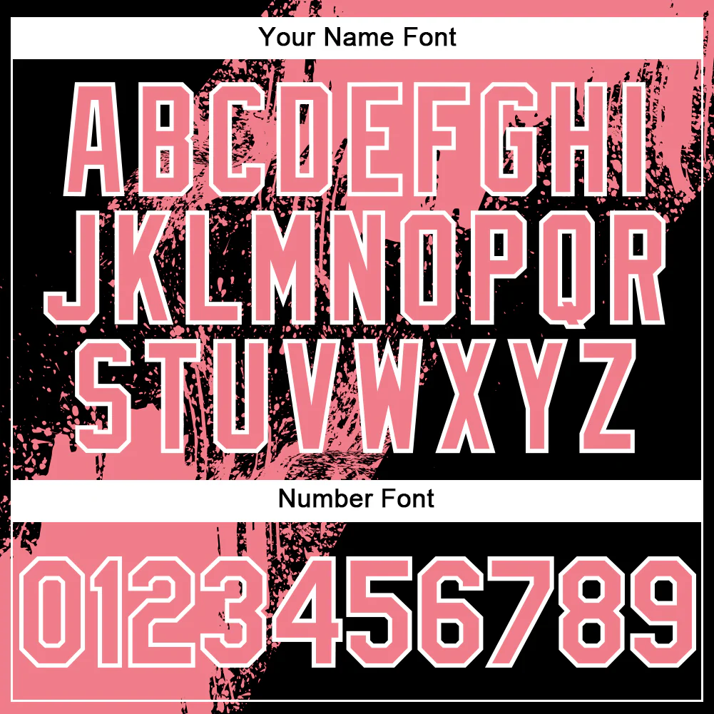 Custom Black Medium Pink-White Abstract Brush Stroke 3D Pattern Design Bomber Full-Snap Varsity Letterman Hoodie Jacket - Image 6