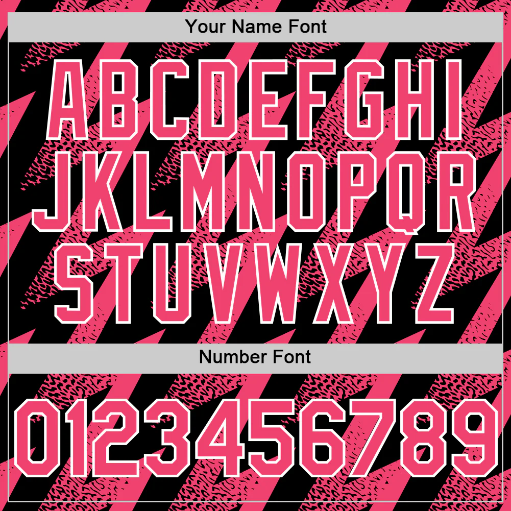 Custom Black Neon Pink-White Zigzag Shape 3D Pattern Design Bomber Full-Snap Varsity Letterman Hoodie Jacket - Image 6