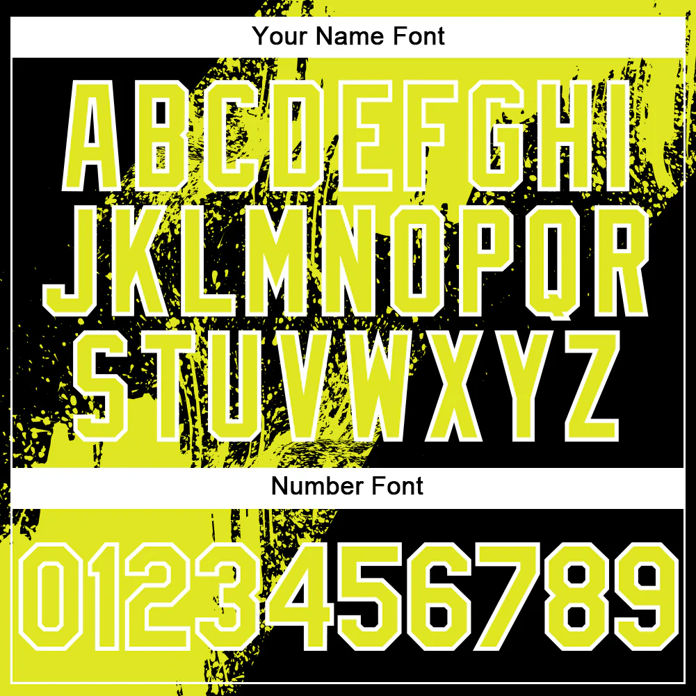 Custom Black Neon Yellow-White Abstract Brush Stroke 3D Pattern Design Bomber Full-Snap Varsity Letterman Hoodie Jacket - Image 6