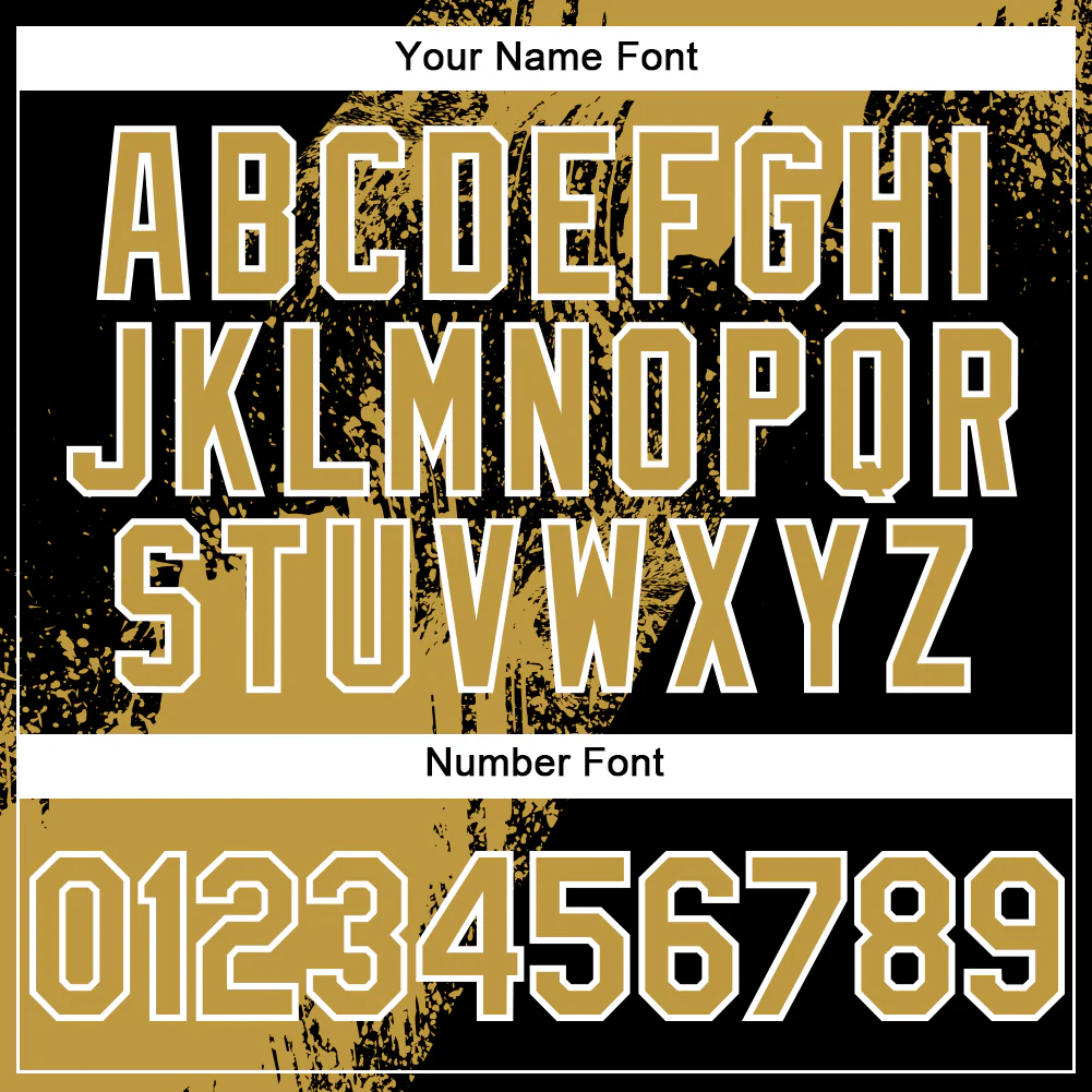 Custom Black Old Gold-White Abstract Brush Stroke 3D Pattern Design Bomber Full-Snap Varsity Letterman Hoodie Jacket - Image 6