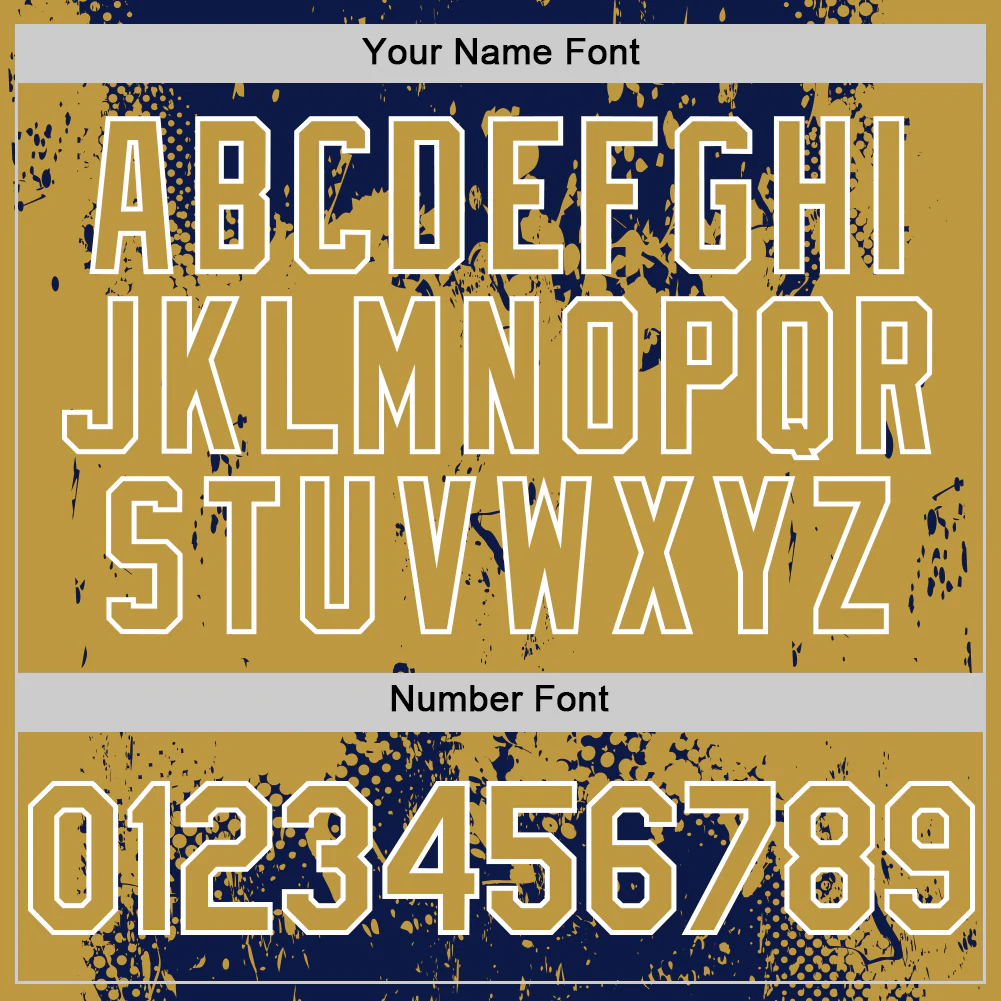 Custom Navy Old Gold-White Splash Art 3D Pattern Design Bomber Full-Snap Varsity Letterman Hoodie Jacket - Image 6