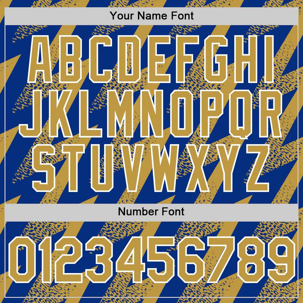 Custom Royal Old Gold-White Zigzag Shape 3D Pattern Design Bomber Full-Snap Varsity Letterman Hoodie Jacket - Image 6