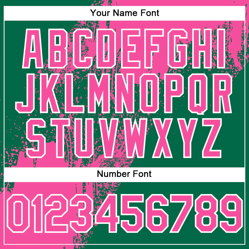 Custom Kelly Green Pink-White Abstract Brush Stroke 3D Pattern Design Bomber Full-Snap Varsity Letterman Hoodie Jacket - Image 6