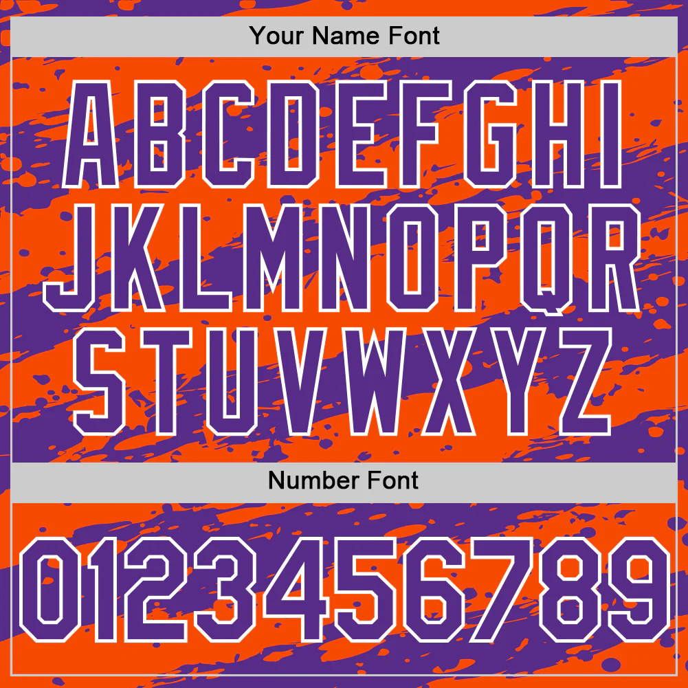 Custom Orange Purple-White Splash 3D Pattern Design Bomber Full-Snap Varsity Letterman Hoodie Jacket - Image 6