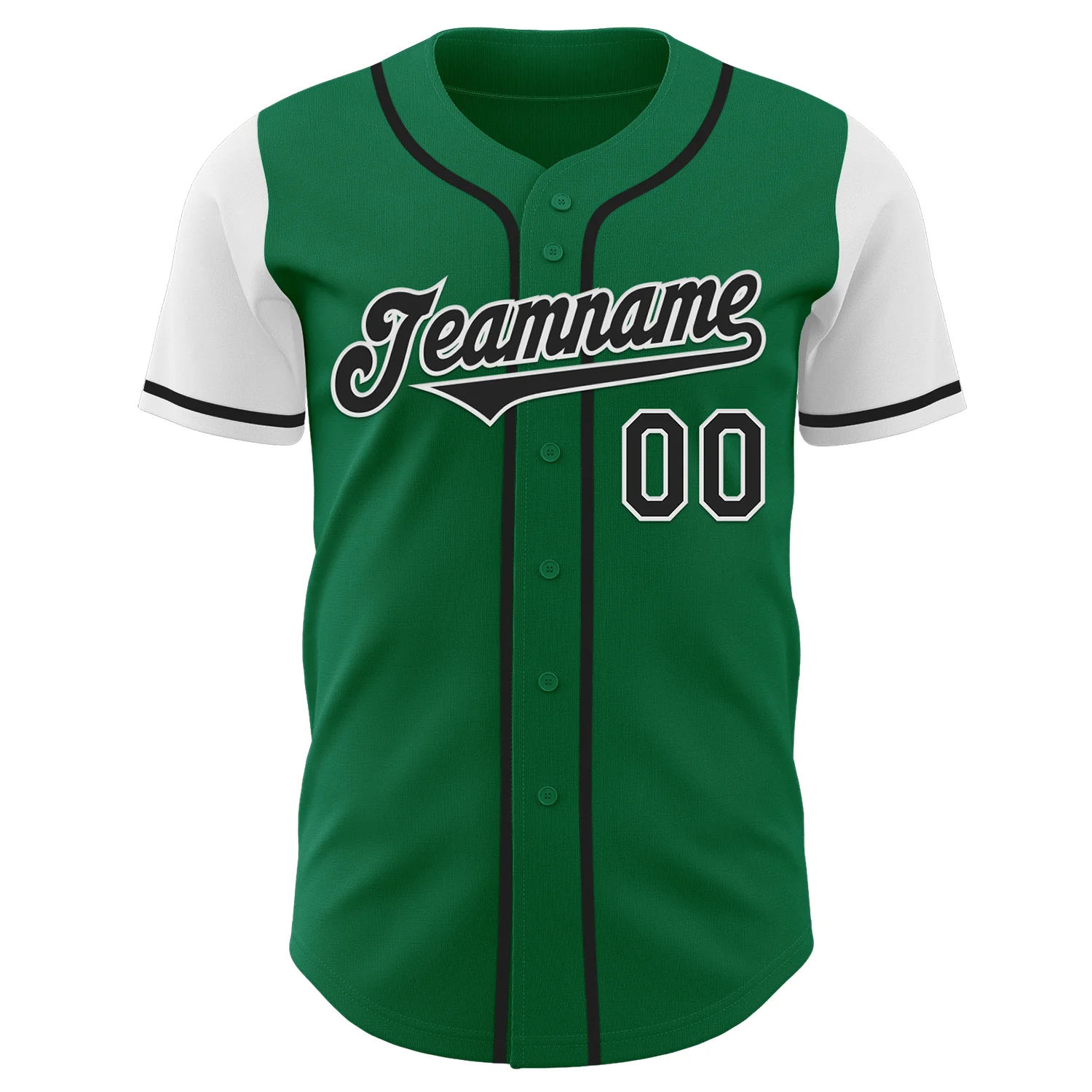 Custom Kelly Green Black-White Authentic Two Tone Baseball Jersey - Image 2