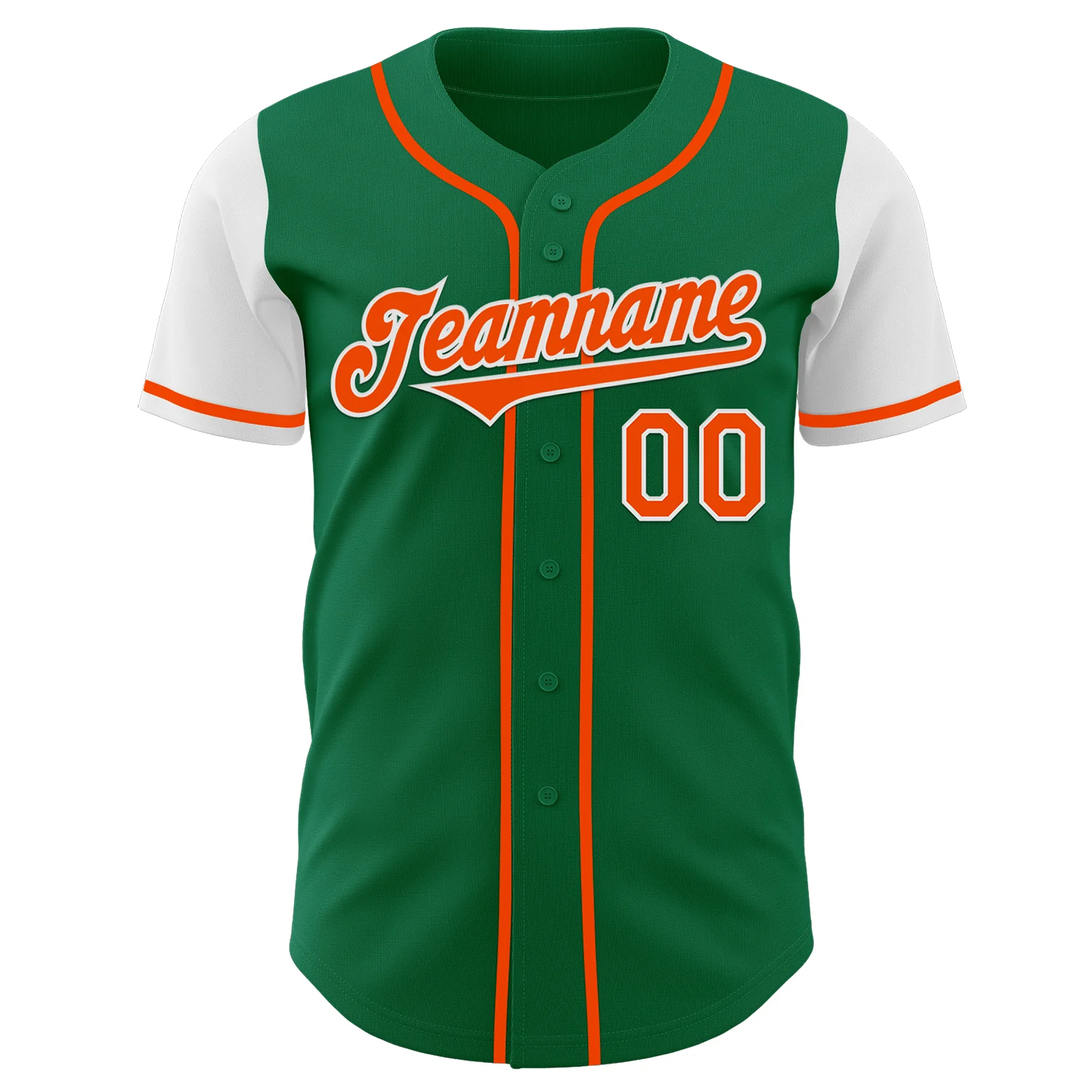 Custom Kelly Green Orange-White Authentic Two Tone Baseball Jersey - Image 2