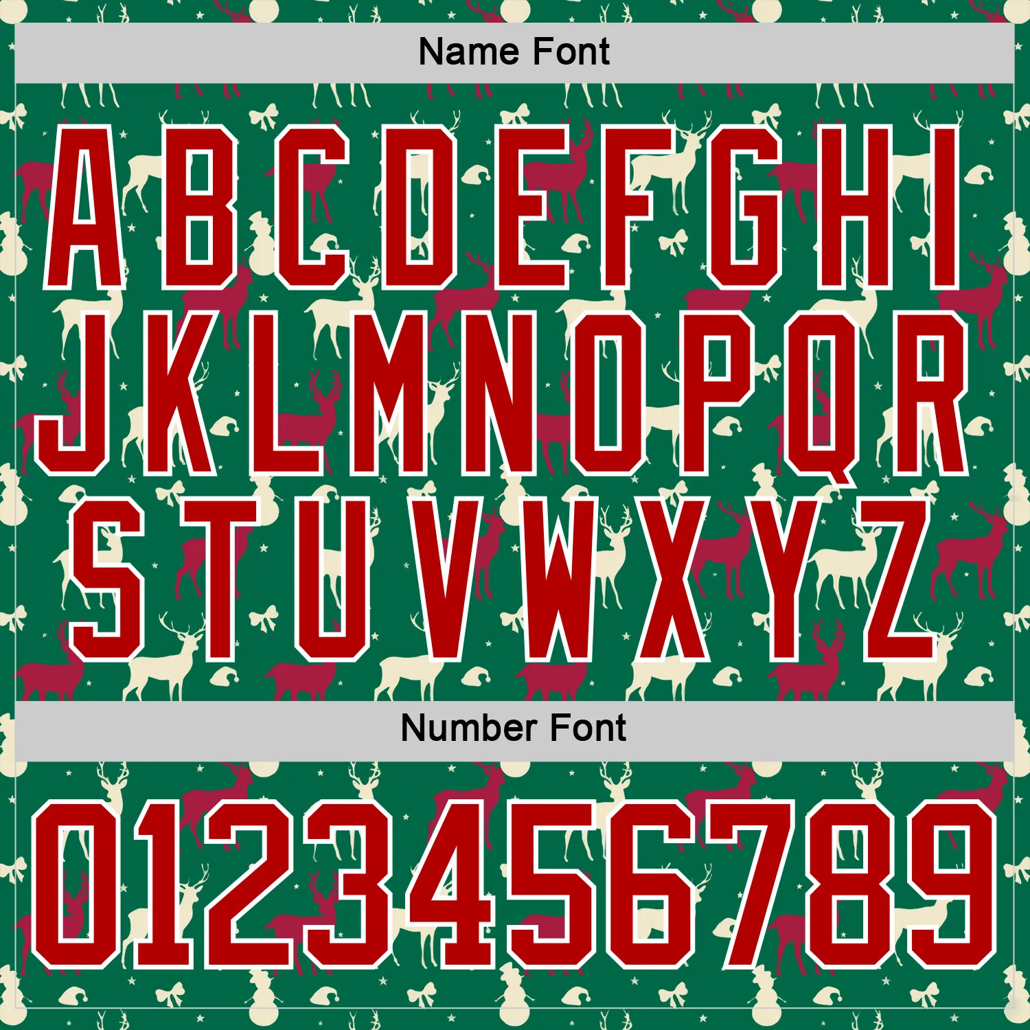 Custom Kelly Green Red-White 3D Christmas Reindeer Hockey Lace Neck Jersey - Image 5