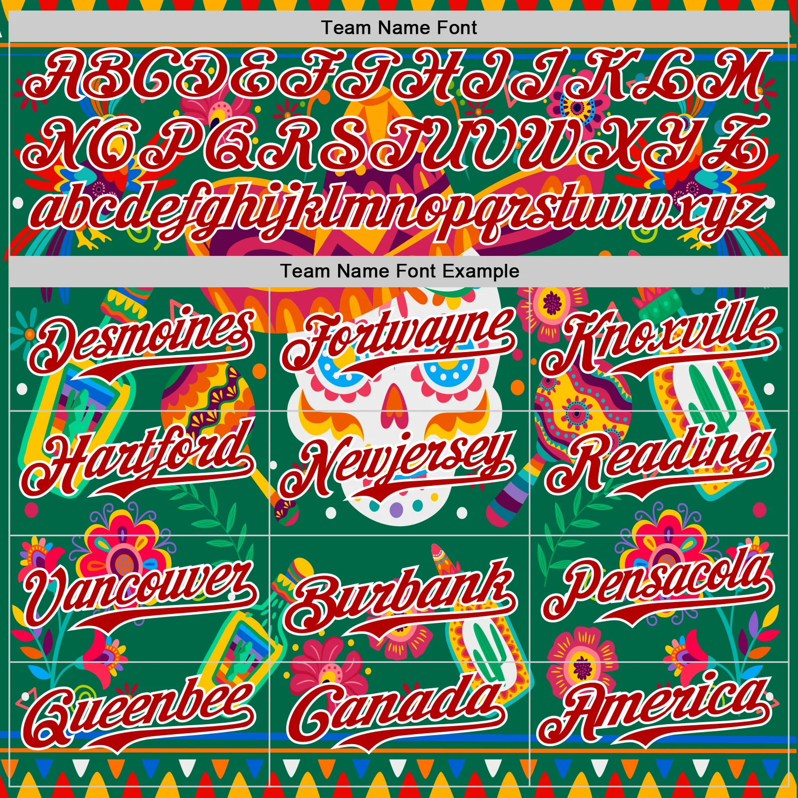 Custom Kelly Green Red-White 3D Mexican Festival Flower Skull With Sombrero Cinco de Mayo Authentic Baseball Jersey - Image 4
