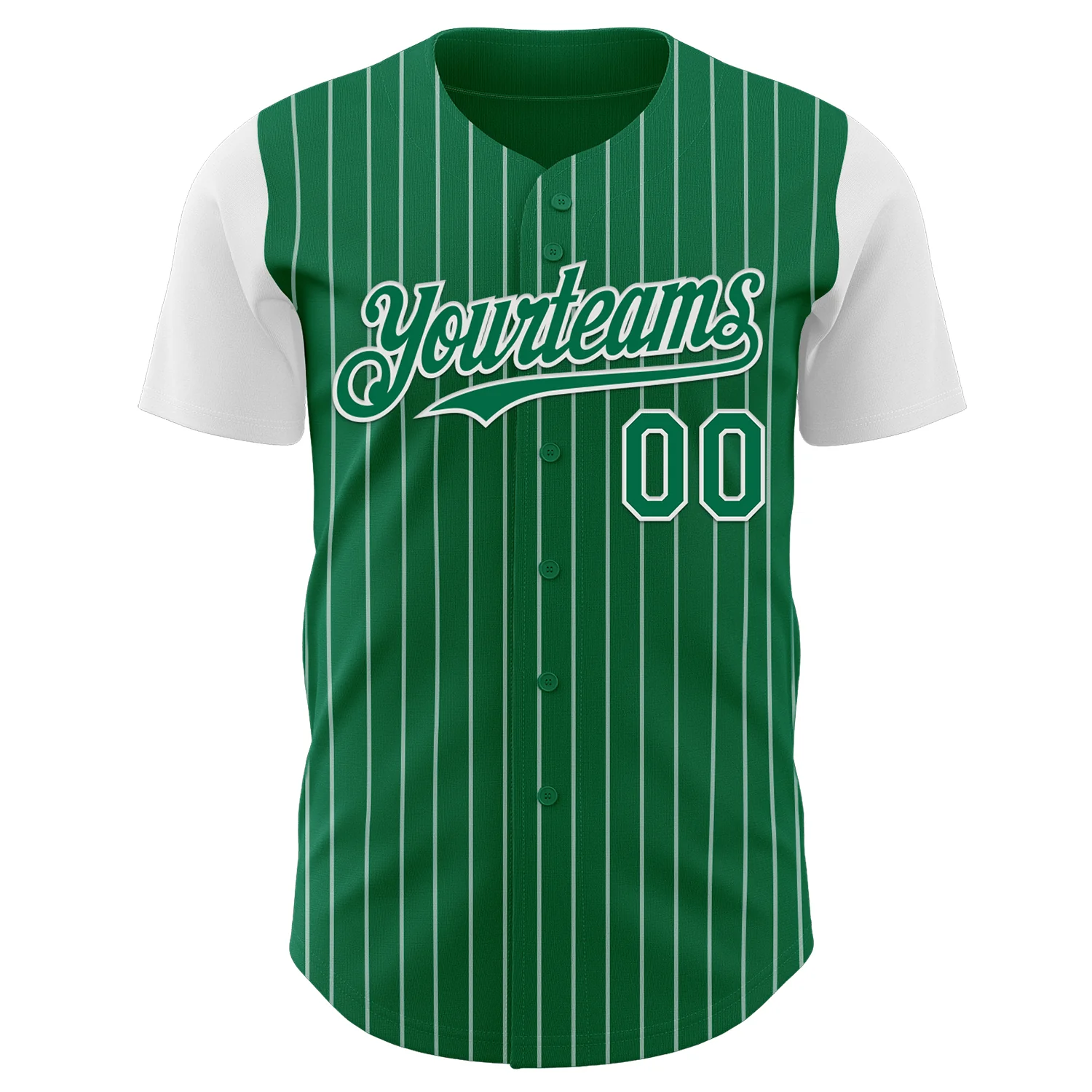 Custom Kelly Green White Pinstripe White Authentic Two Tone Baseball Jersey - Image 2
