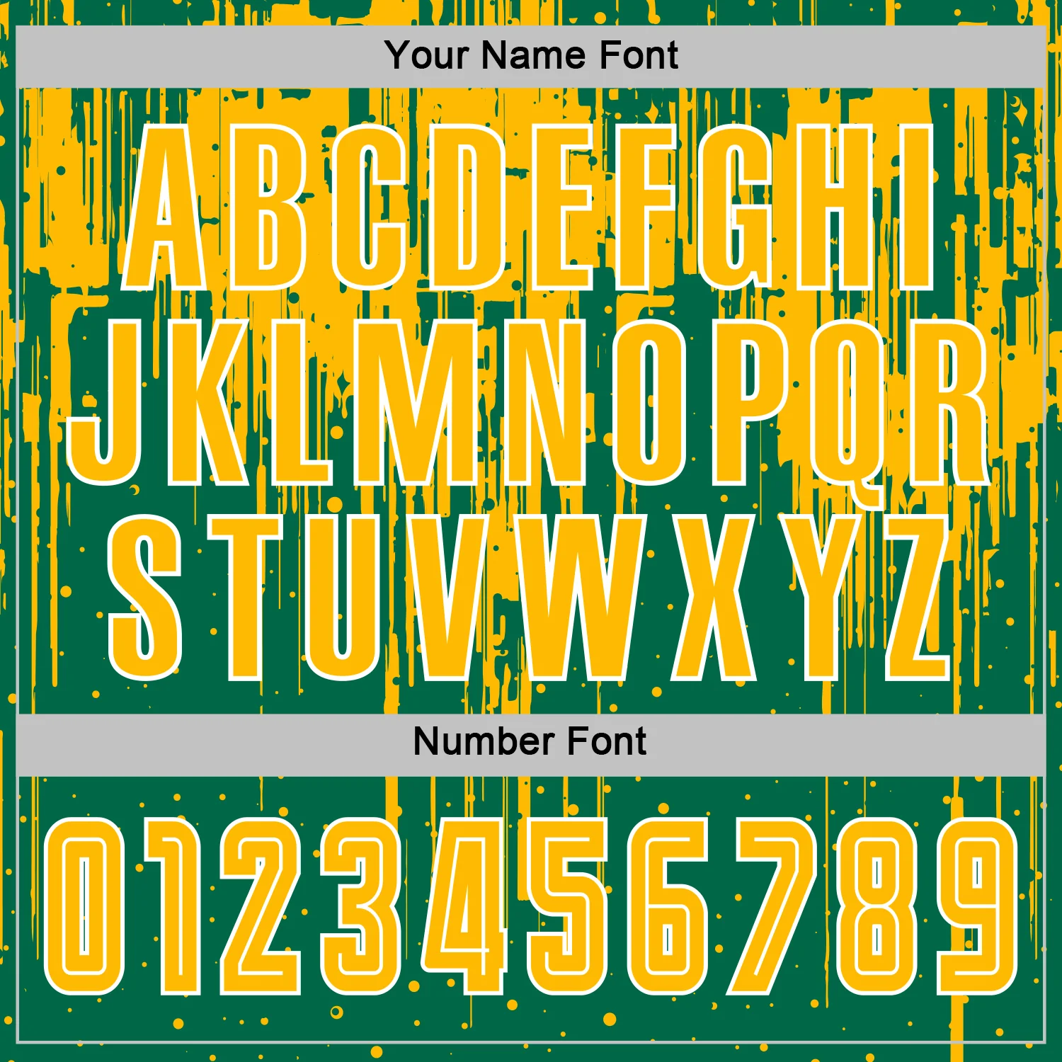Custom Kelly Green Gold-White Dripping Splatte Pattern Sports Sublimation Soccer Uniform Jersey - Image 6