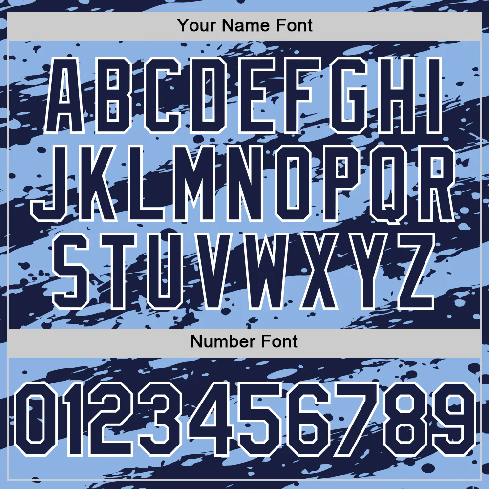Custom Light Blue Navy-White Paint Splash Stripe Authentic Baseball Jersey - Image 5
