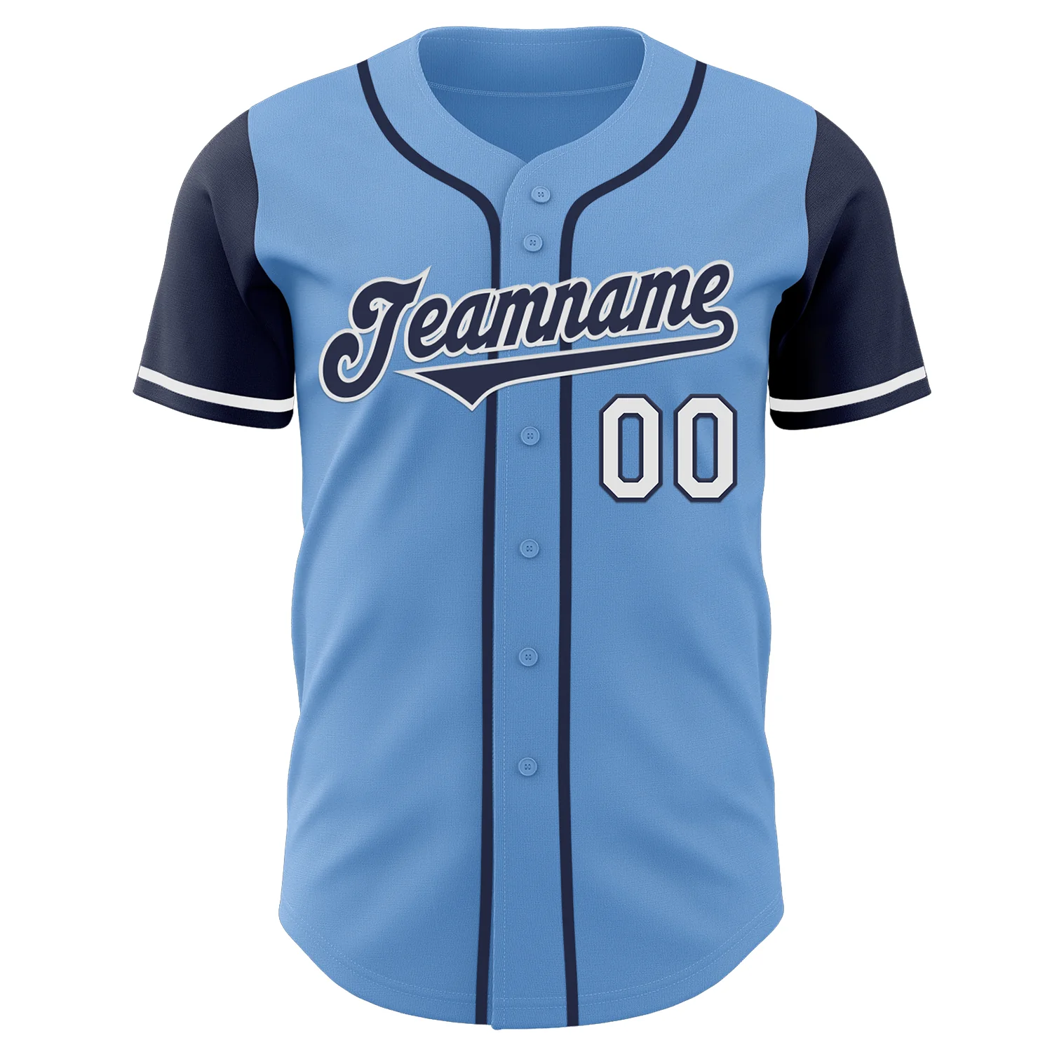 Custom Light Blue Navy-White Authentic Two Tone Baseball Jersey - Image 2