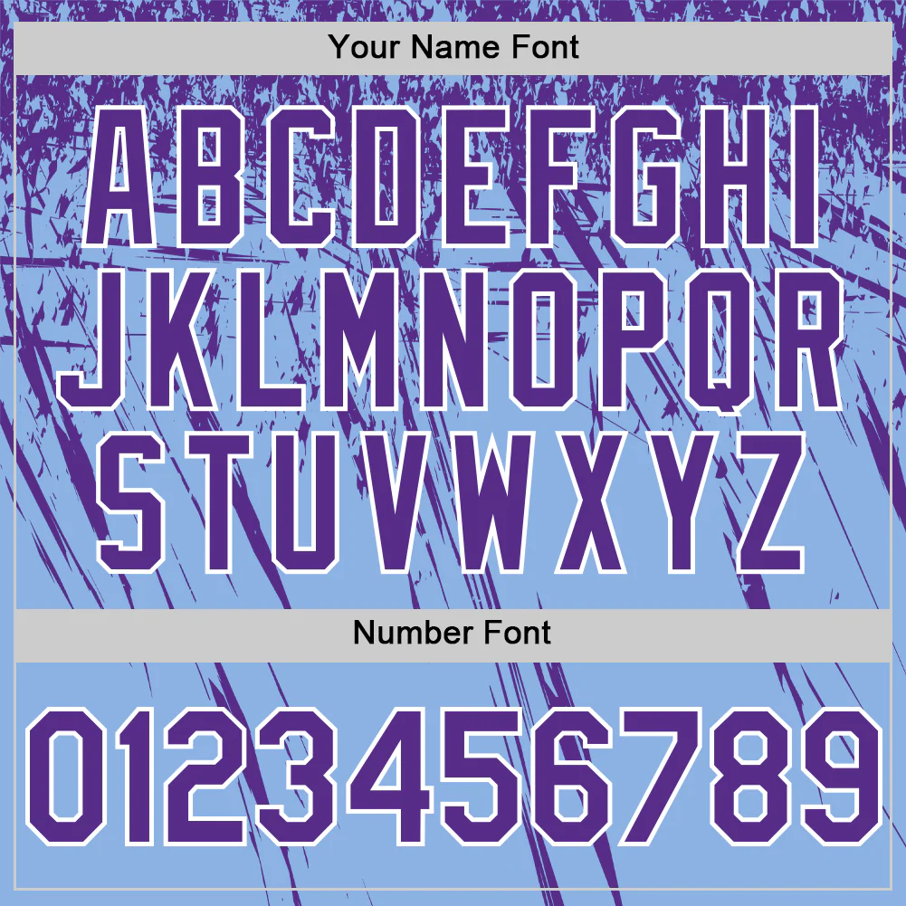 Custom Light Blue Purple-White Distressed Scratch Brush Stroke Authentic Baseball Jersey - Image 5