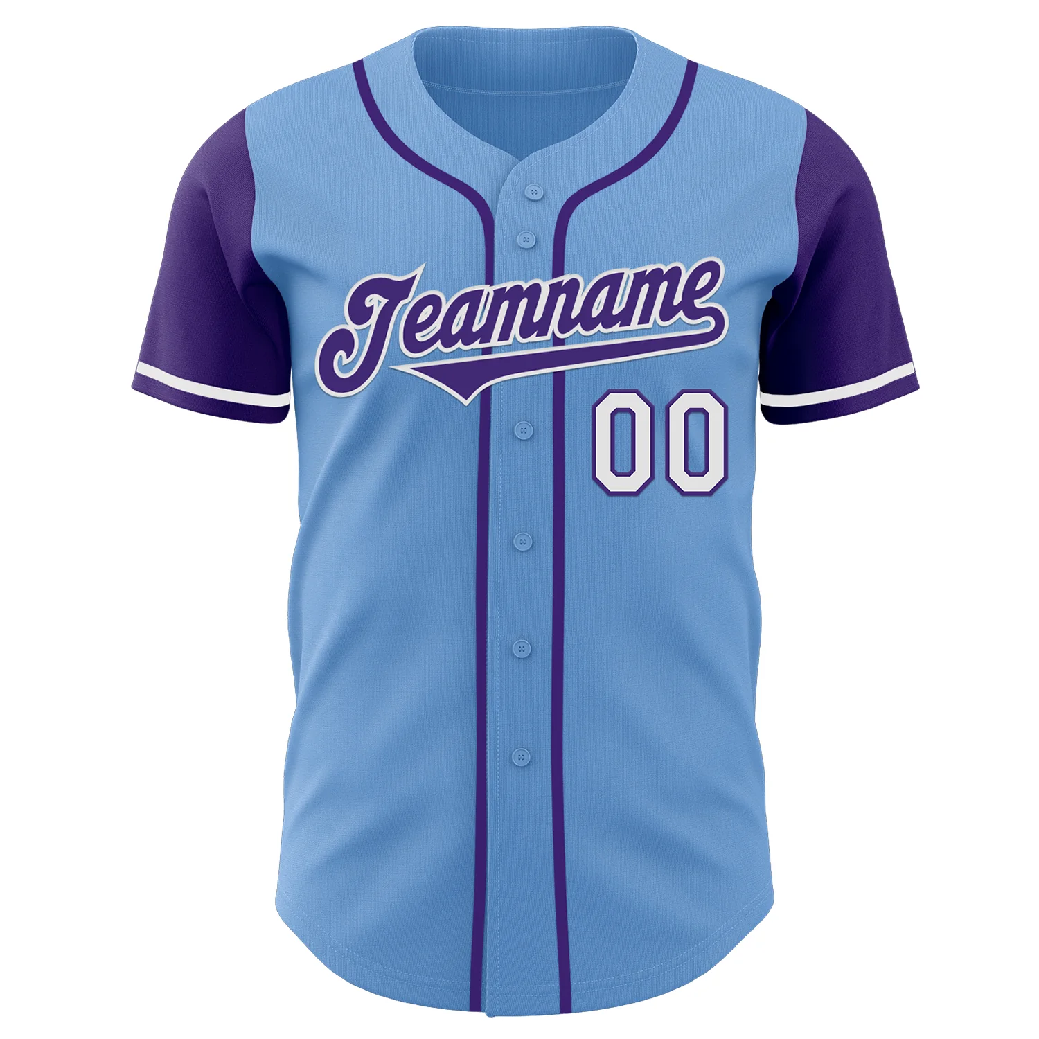 Custom Light Blue Purple-White Authentic Two Tone Baseball Jersey - Image 2