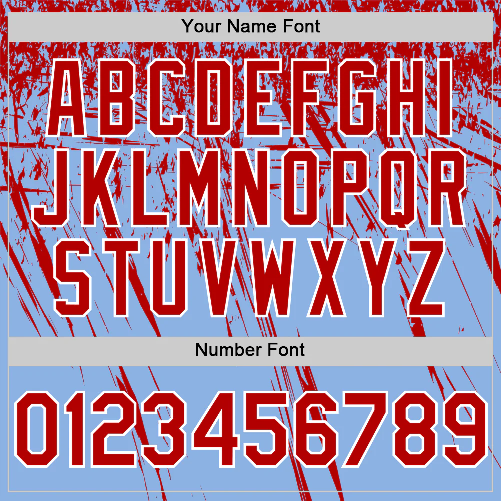 Custom Light Blue Red-White Distressed Scratch Brush Stroke Authentic Baseball Jersey - Image 5