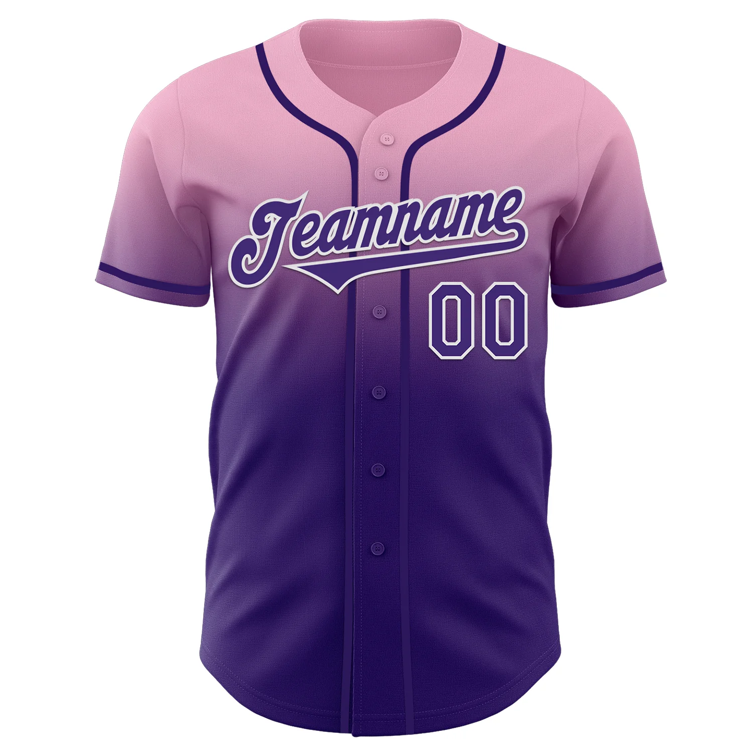 Custom Light Pink Purple-White Authentic Fade Fashion Baseball Jersey - Image 2